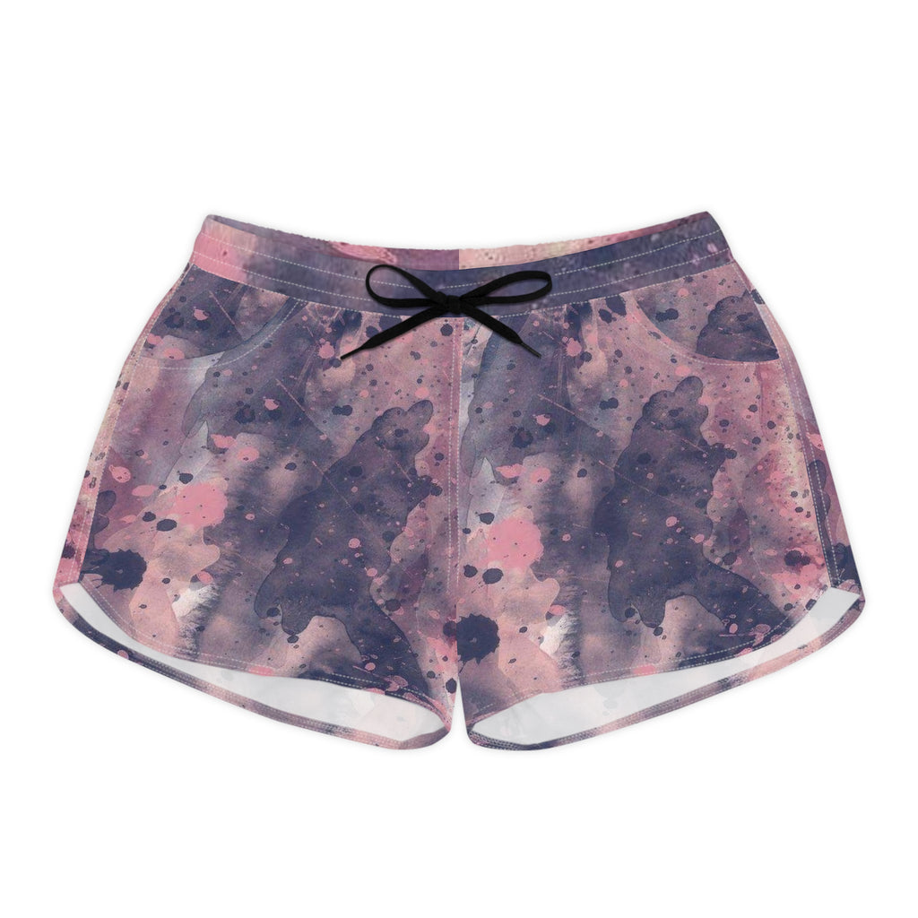 Blush Ink Women’s Board Shorts-Artistic Splash Swim and Beach Shorts