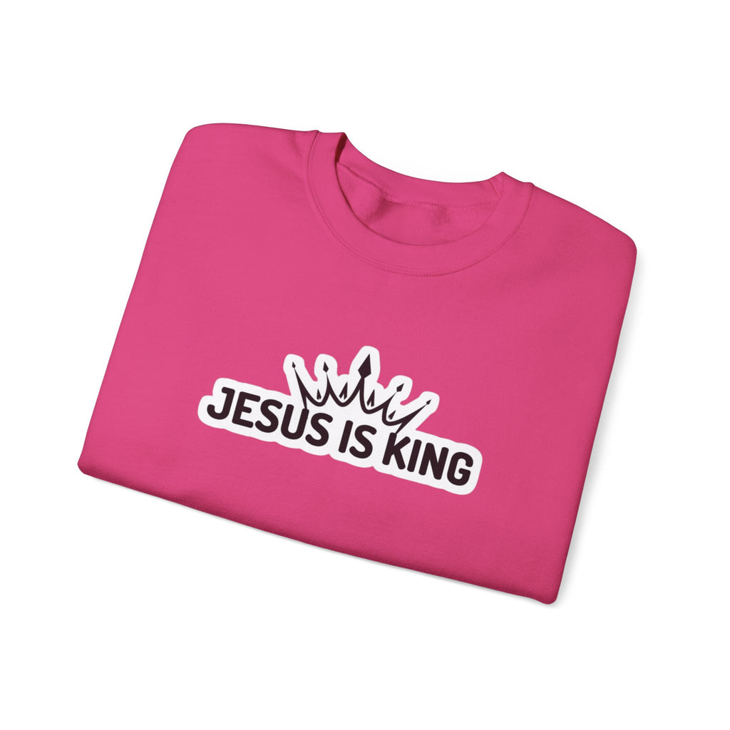 "Jesus is King" Christian Unisex Crewneck Sweatshirt – Bold Faith, Cozy Comfort