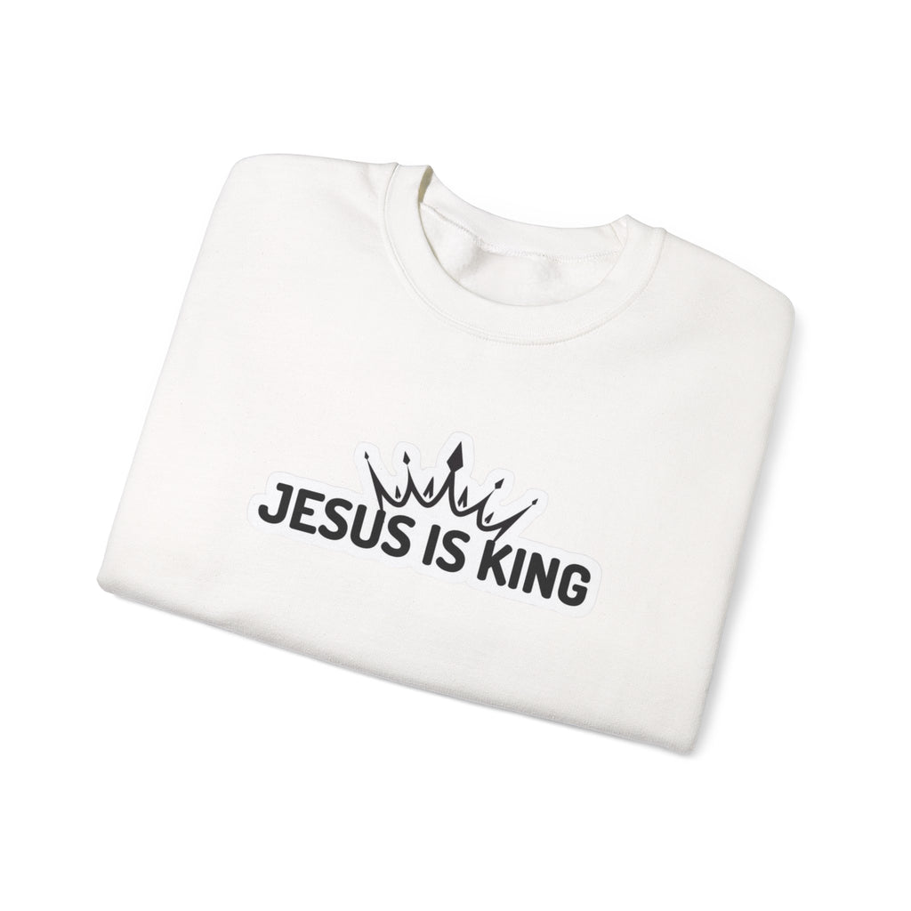 "Jesus is King" Christian Unisex Crewneck Sweatshirt – Bold Faith, Cozy Comfort