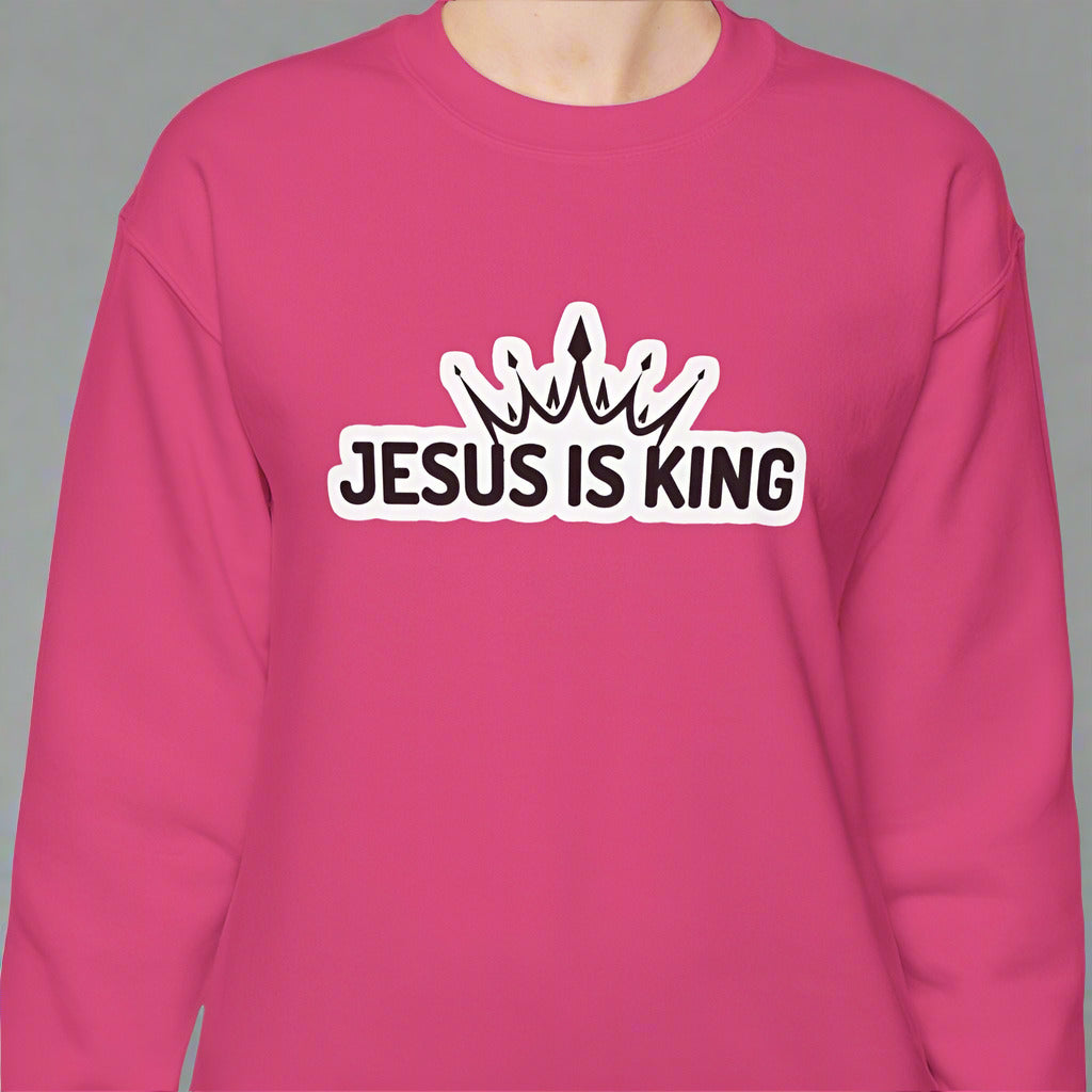 "Jesus is King" Christian Unisex Crewneck Sweatshirt – Bold Faith, Cozy Comfort