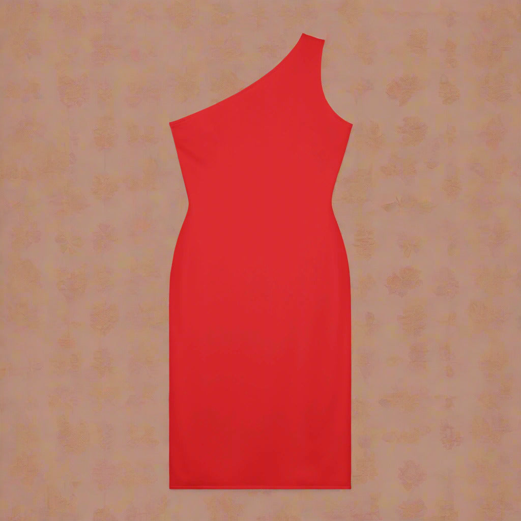 One-Shoulder Color Block Bodycon Midi Dress