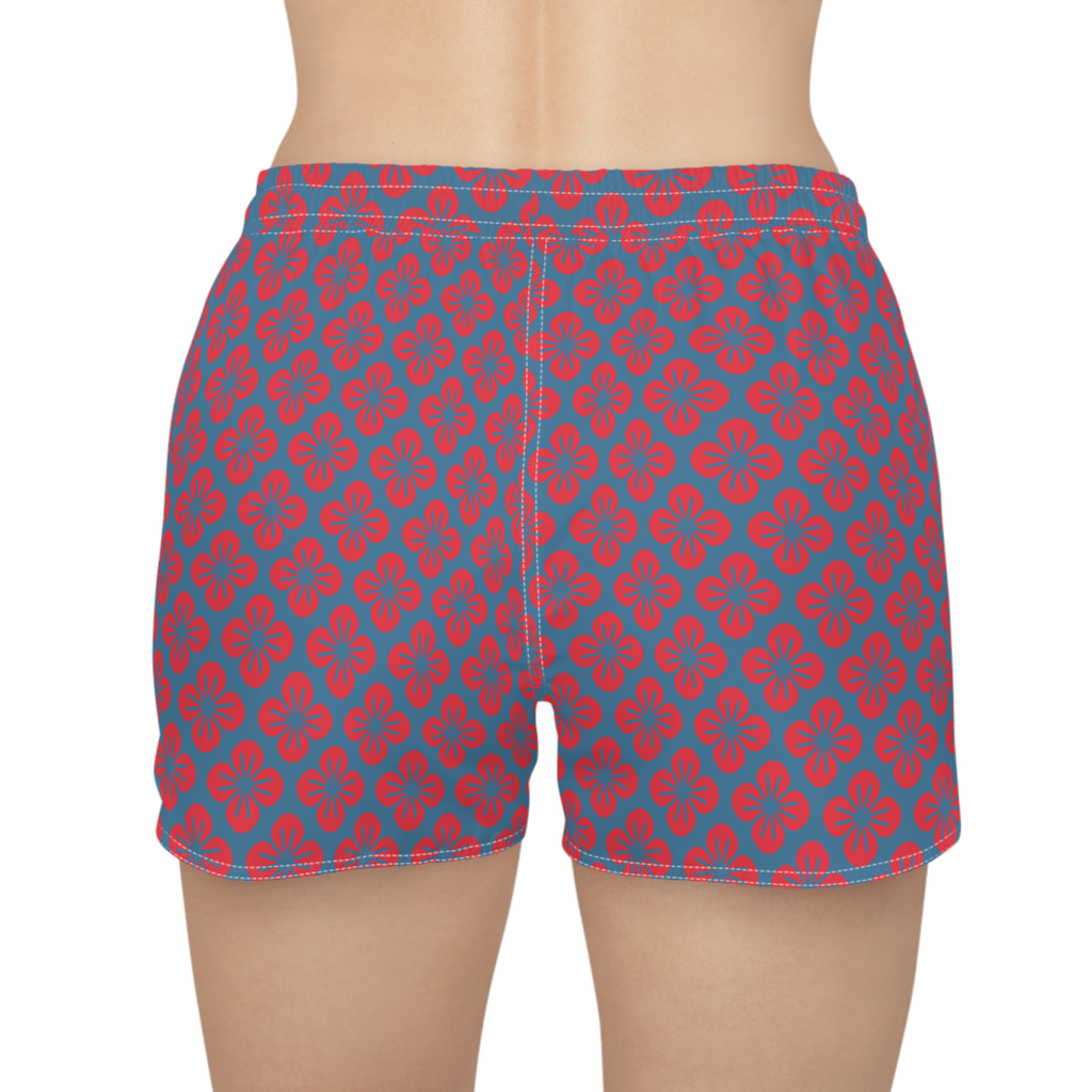 Retro Bloom Beach Board Shorts-Women’s Swim & Surf Shorts