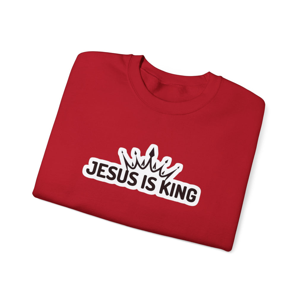 "Jesus is King" Christian Unisex Crewneck Sweatshirt – Bold Faith, Cozy Comfort