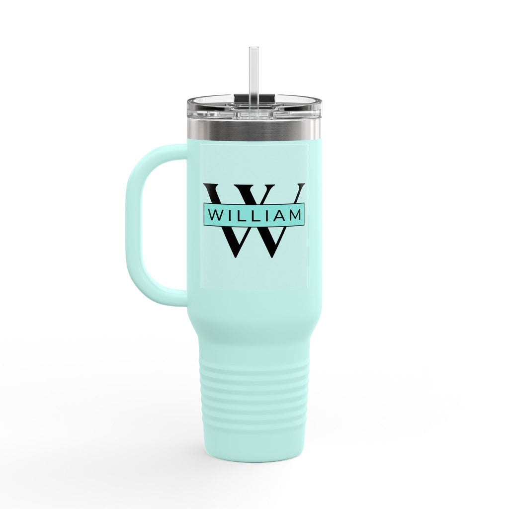 Personalized Custom Tumbler with Initials, Handle & Straw  40oz
