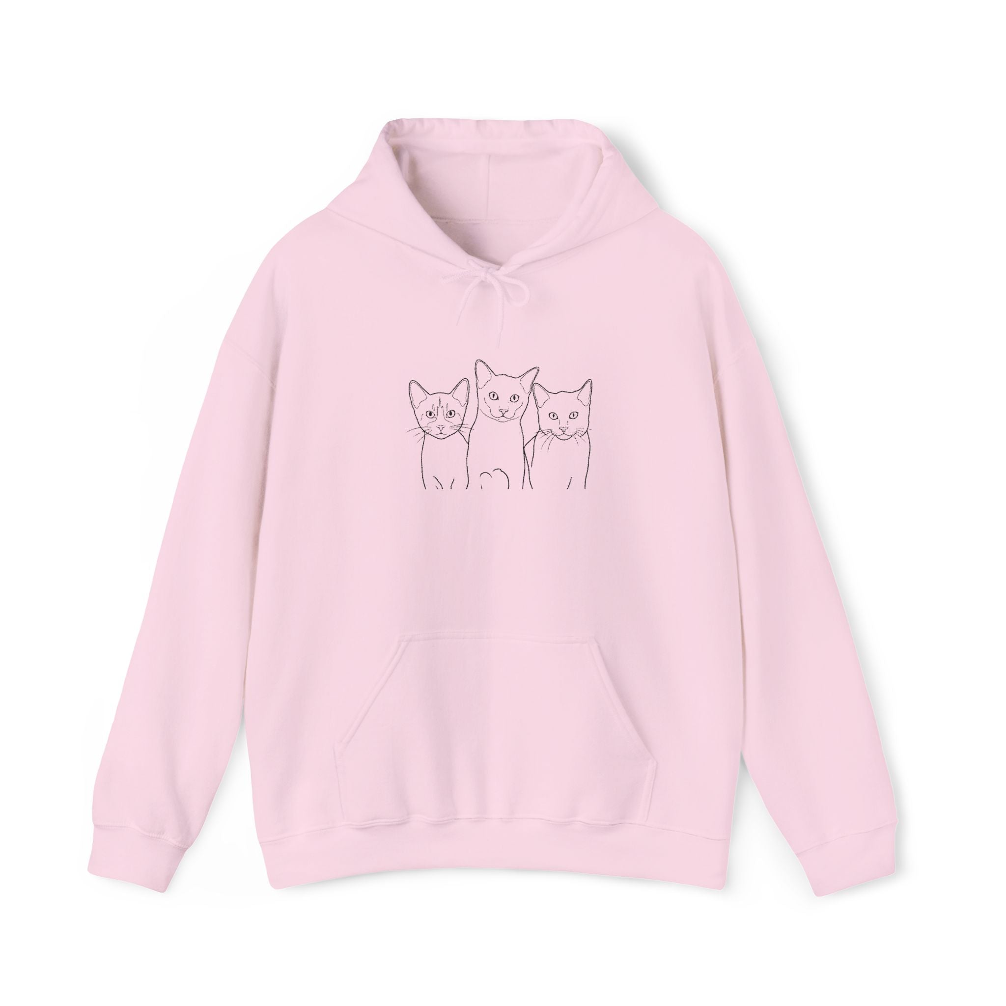 Triple Trouble Cat Hoodie – Unisex Unisex Heavy Blend™ Comfort with Embroidered Whiskers