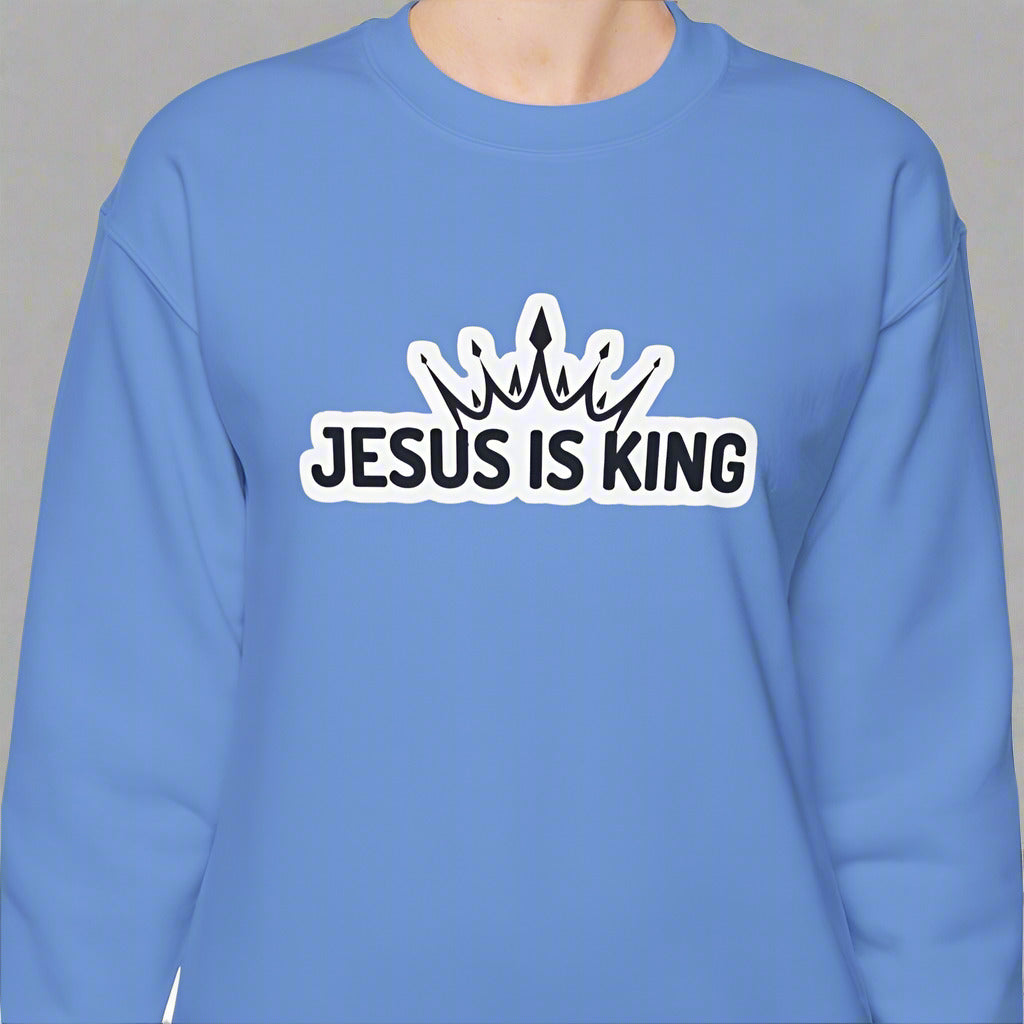 "Jesus is King" Christian Unisex Crewneck Sweatshirt – Bold Faith, Cozy Comfort