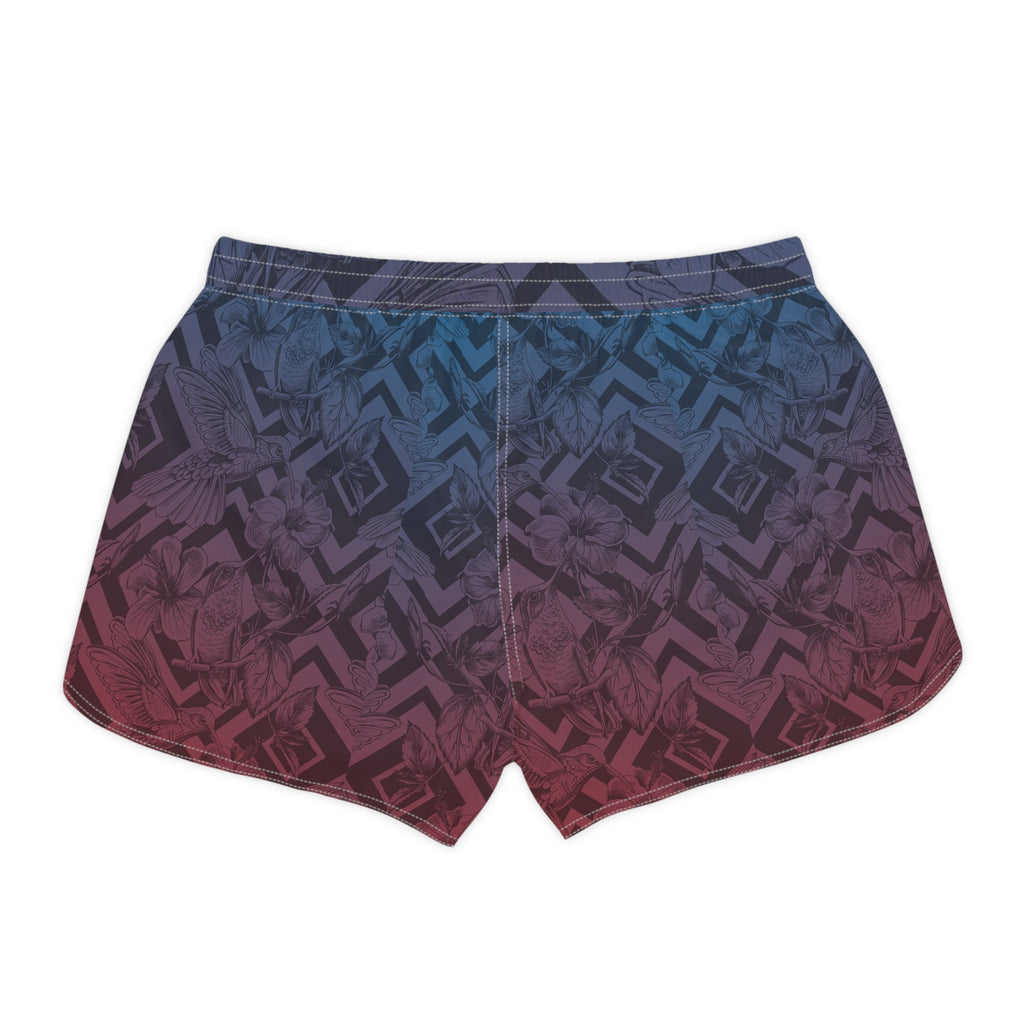 Tropical Twilight Hummingbird Stylish Womens Swim Shorts & Surf Ready Beachwear