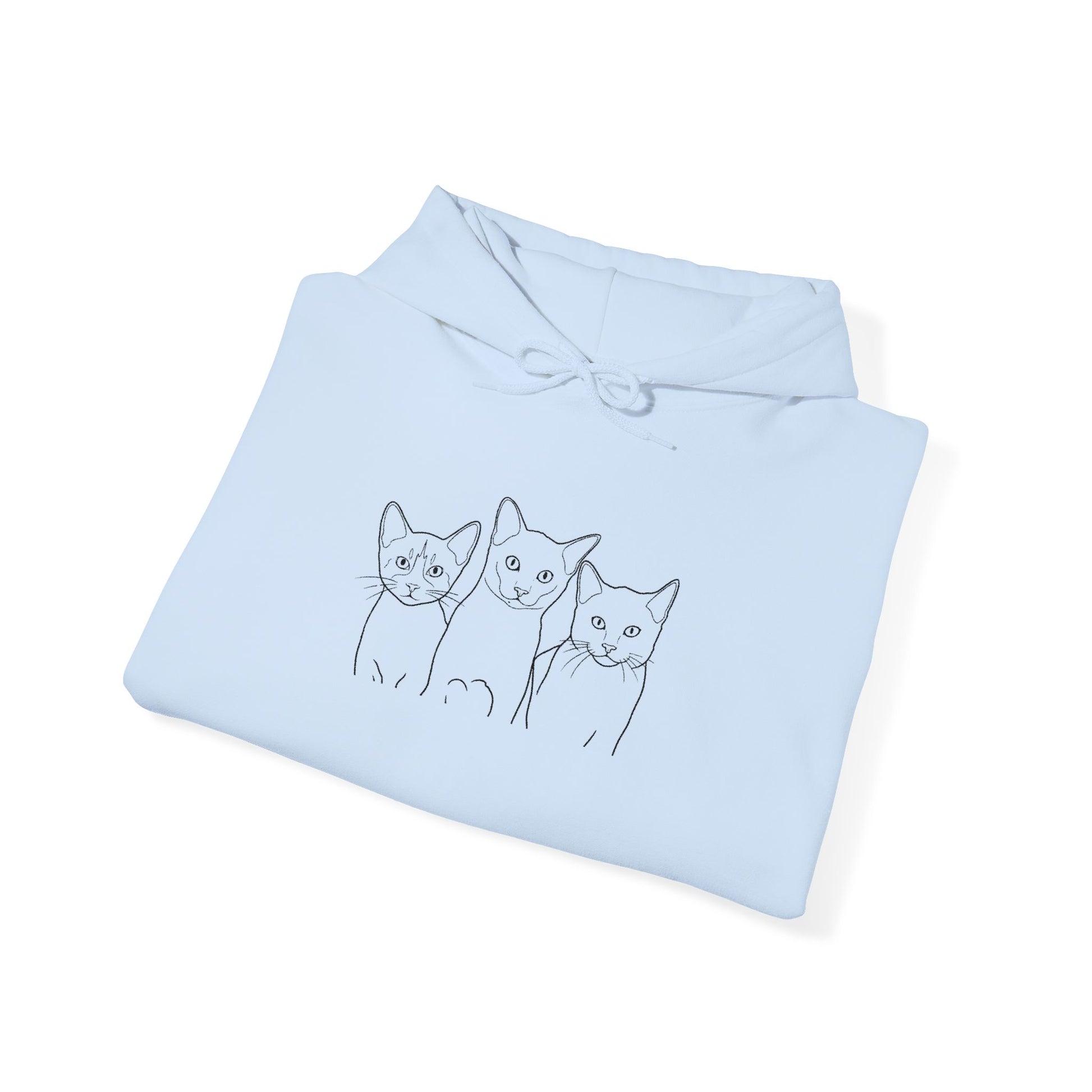 Triple Trouble Cat Hoodie – Unisex Unisex Heavy Blend™ Comfort with Embroidered Whiskers