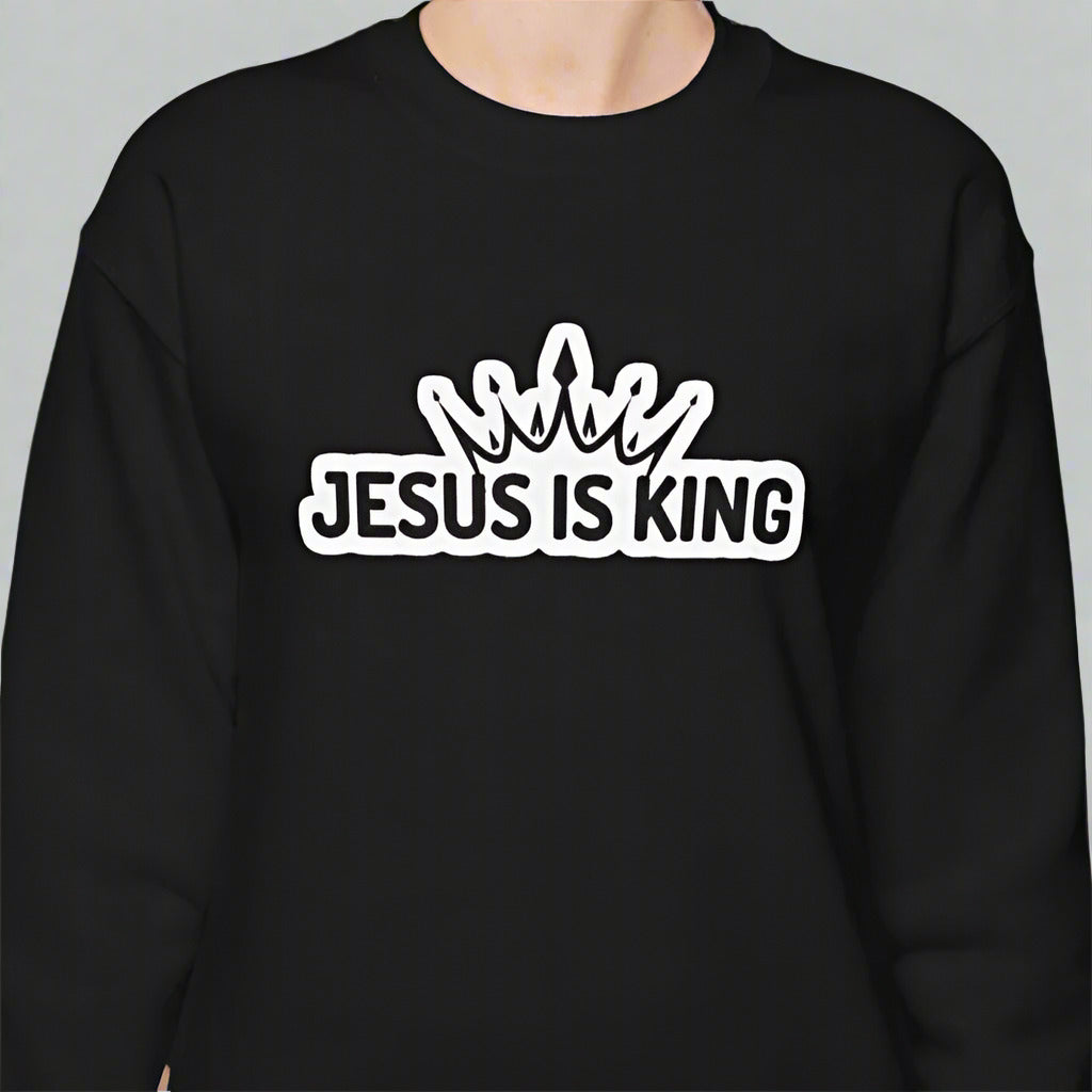 "Jesus is King" Christian Unisex Crewneck Sweatshirt – Bold Faith, Cozy Comfort