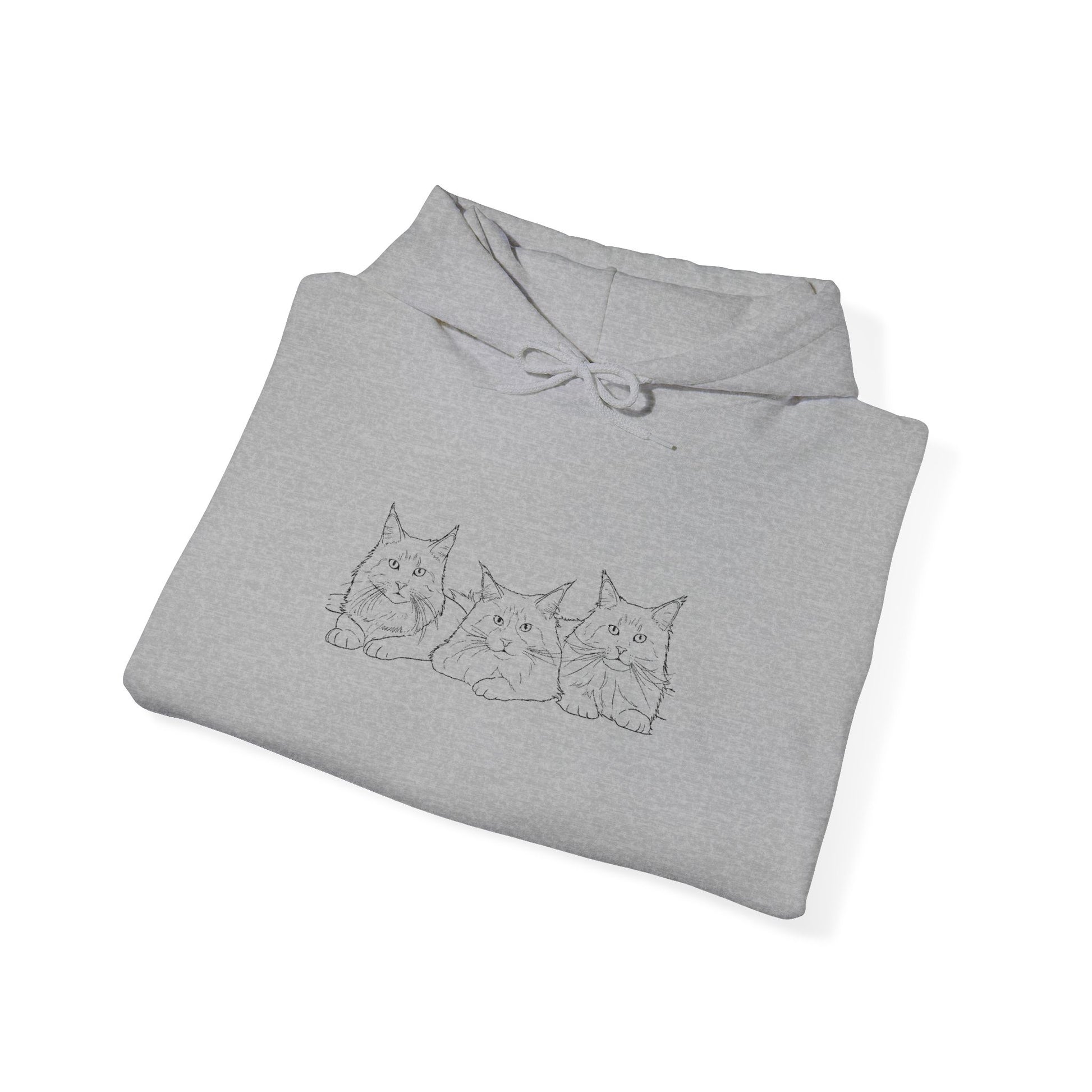 Cute Cat Trio Hoodie —Custom Embroidered Cat Snuggle