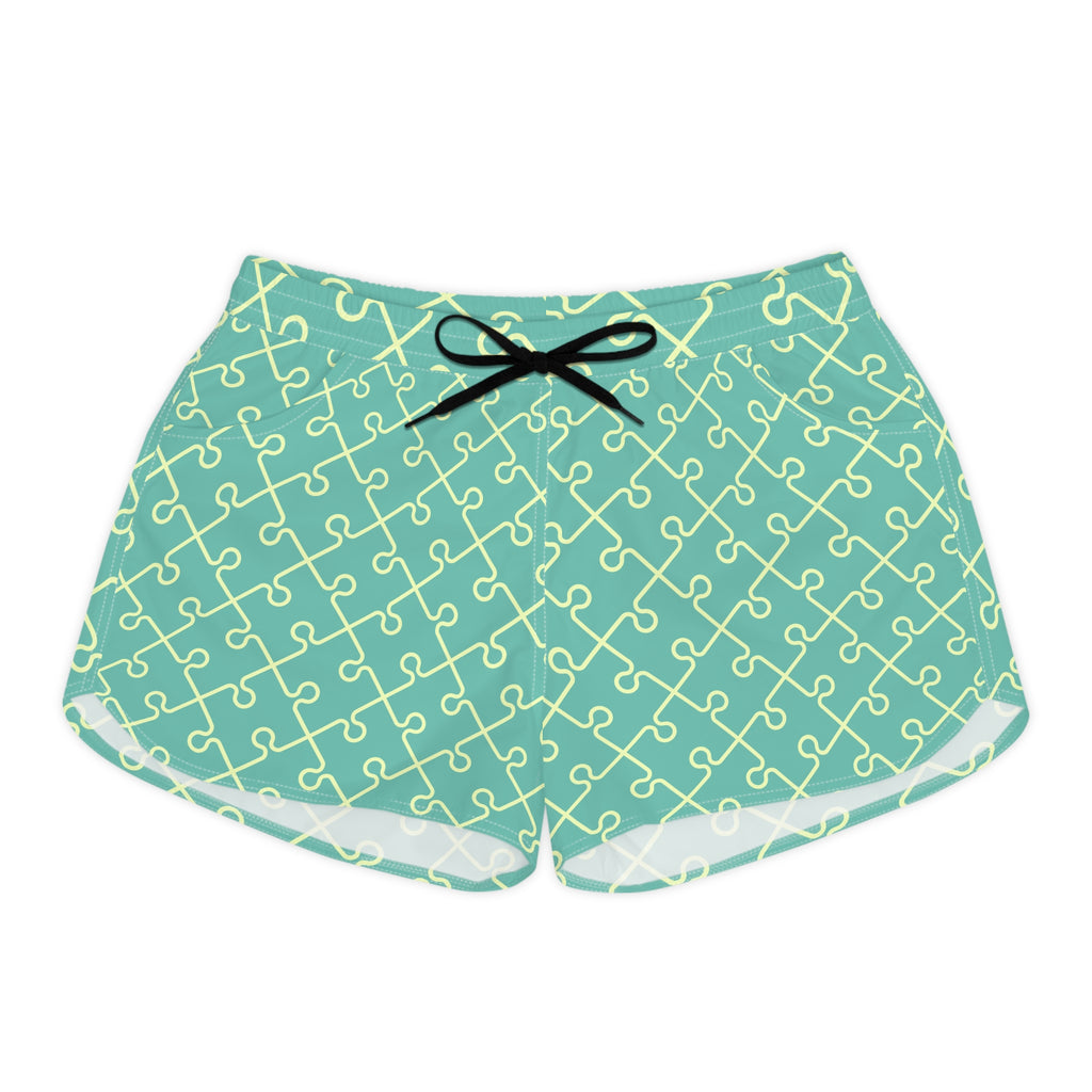 Puzzle Pop Women’s Casual Shorts-Lightweight Swim, Surf & Beach Shorts