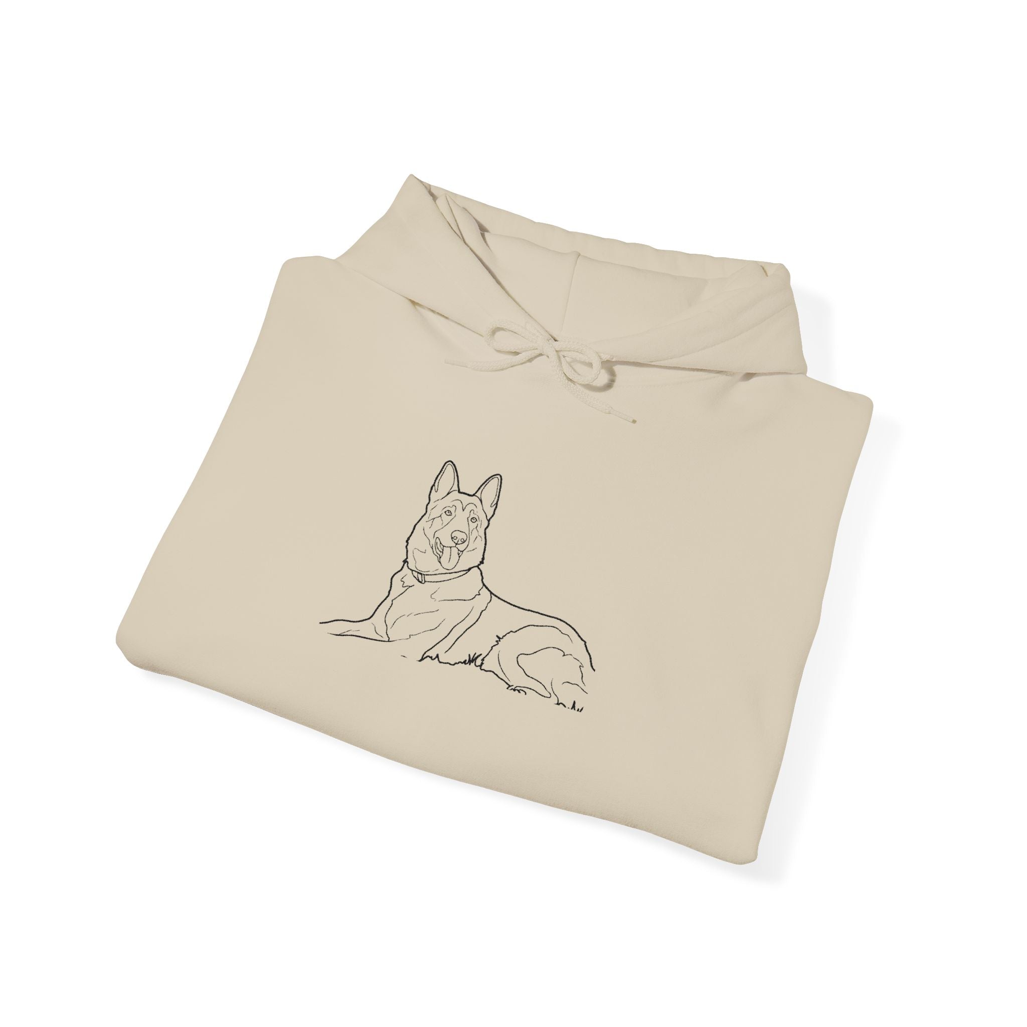 German Shepherd Outline Hoodie — Minimal Dog Line Art Sweatshirt