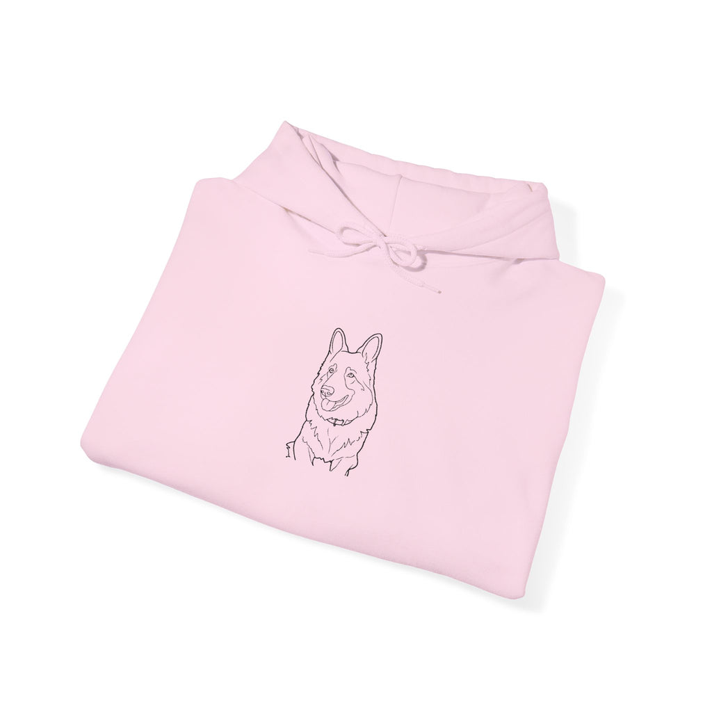 Minimalist German Shepherd Hoodie — Hand-Drawn Dog Portrait Pullover