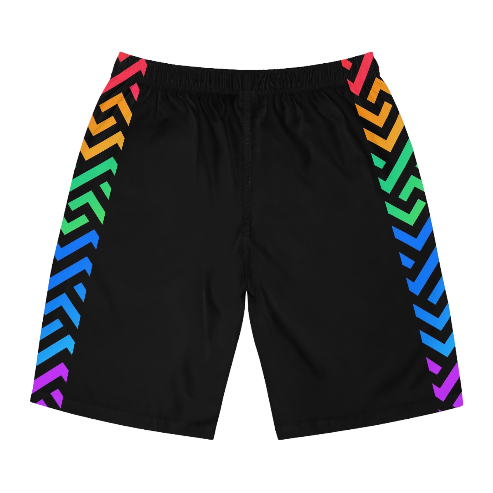 Men's Chevron Board Shorts — Black Beach Swim Trunks