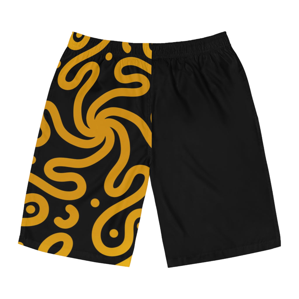 Black & Gold Swirl Board Shorts