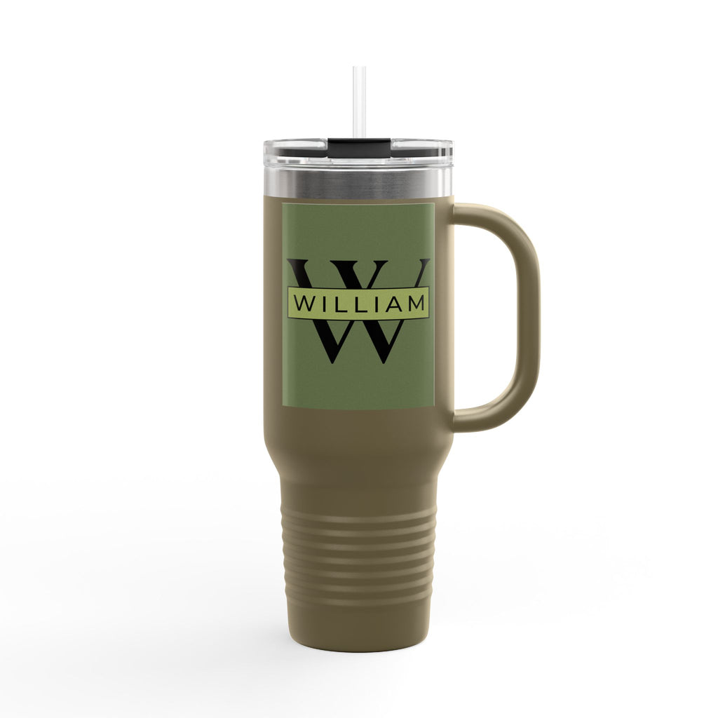 Personalized Custom Tumbler with Initials, Handle & Straw  40oz