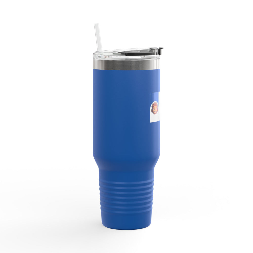 Custom Insulated Coffee Tumbler with Logo, Handle & Straw-Office Business Card Tumbler