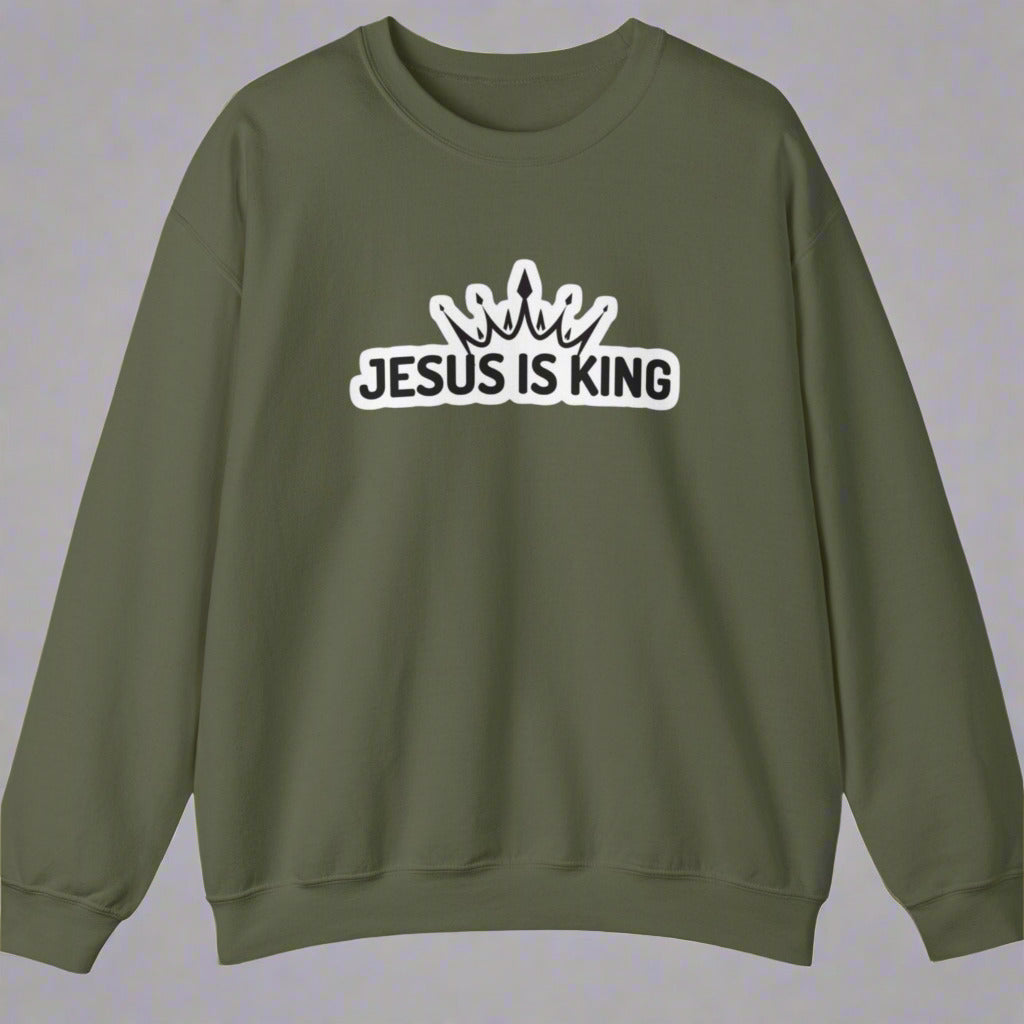 "Jesus is King" Christian Unisex Crewneck Sweatshirt – Bold Faith, Cozy Comfort