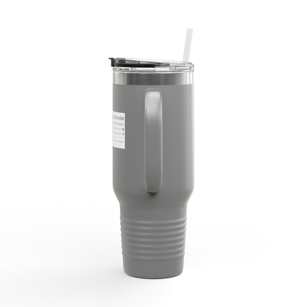 Custom Insulated Coffee Tumbler with Logo, Handle & Straw-Office Business Card Tumbler
