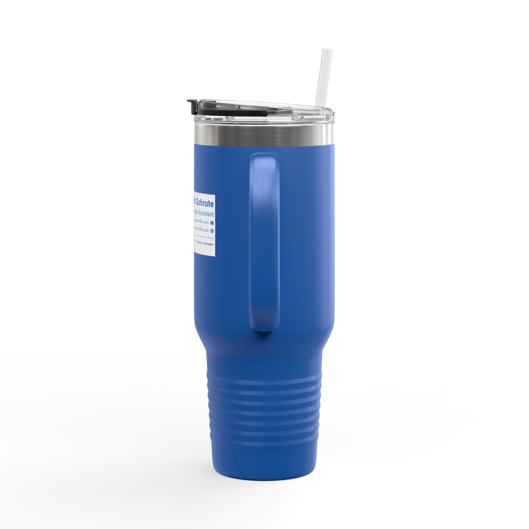 Custom Insulated Coffee Tumbler with Logo, Handle & Straw-Office Business Card Tumbler
