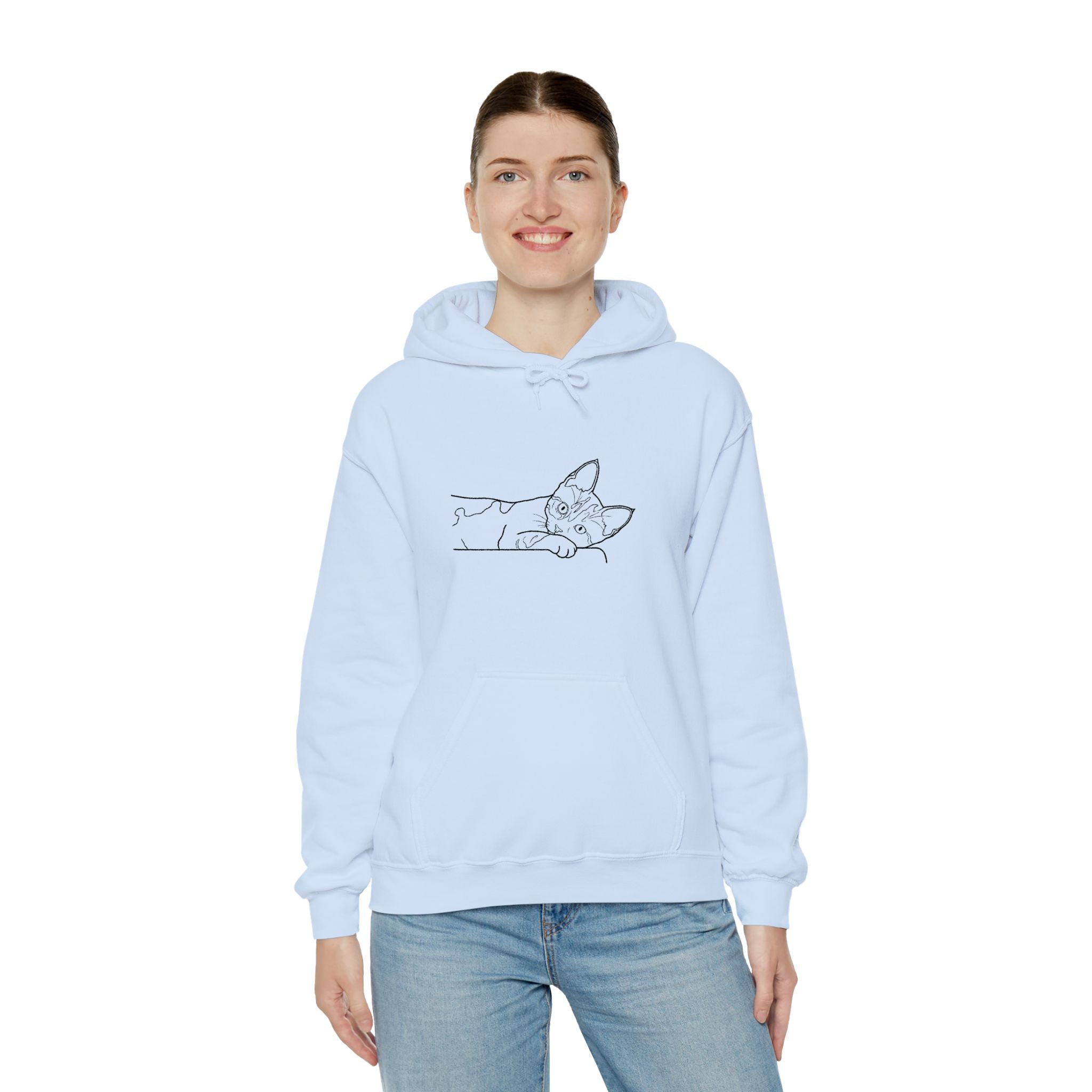 Purrfectly Chill – Custom Embroidered Cat Hoodie (Unisex Comfort Fit)