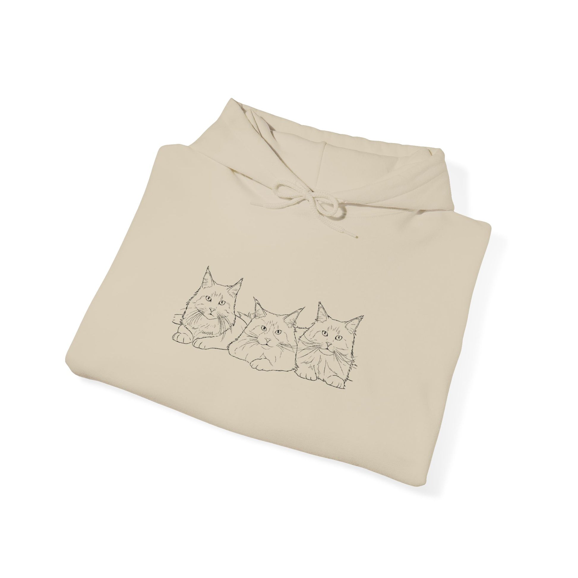 Cute Cat Trio Hoodie —Custom Embroidered Cat Snuggle
