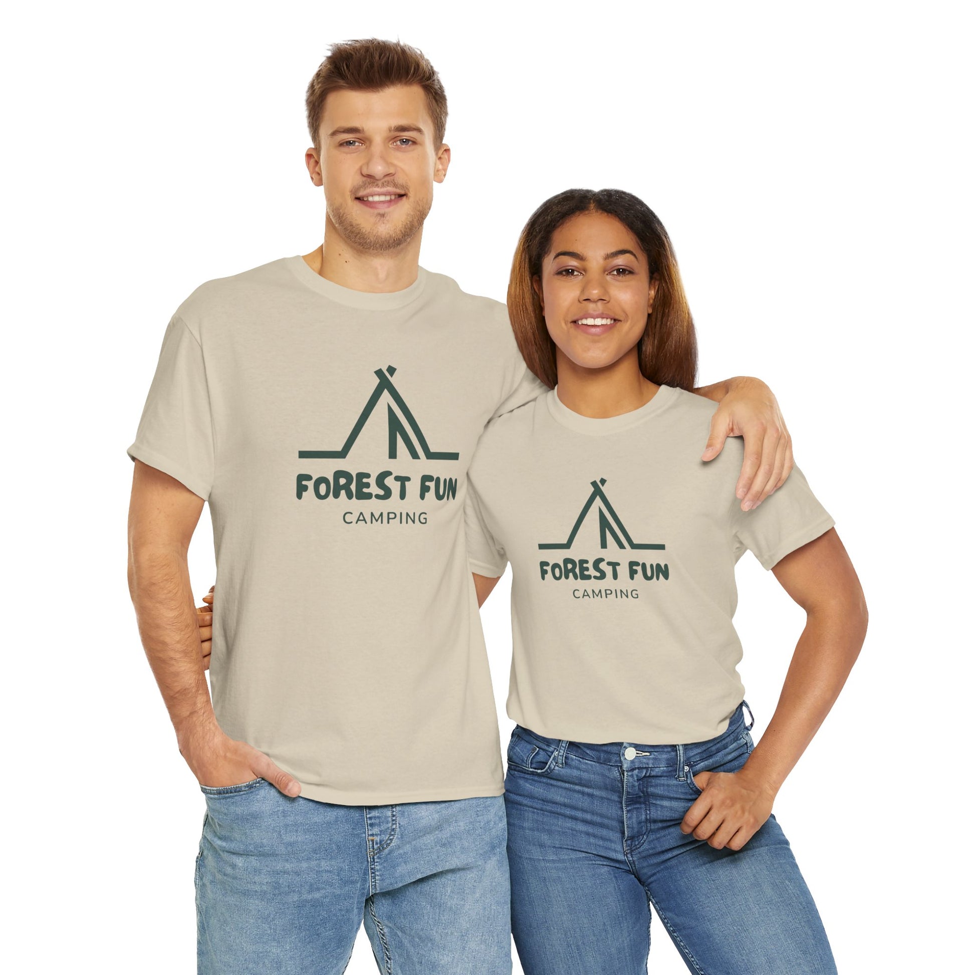 Forest Fun Camping Tee, Unisex Heavy Cotton T-Shirt