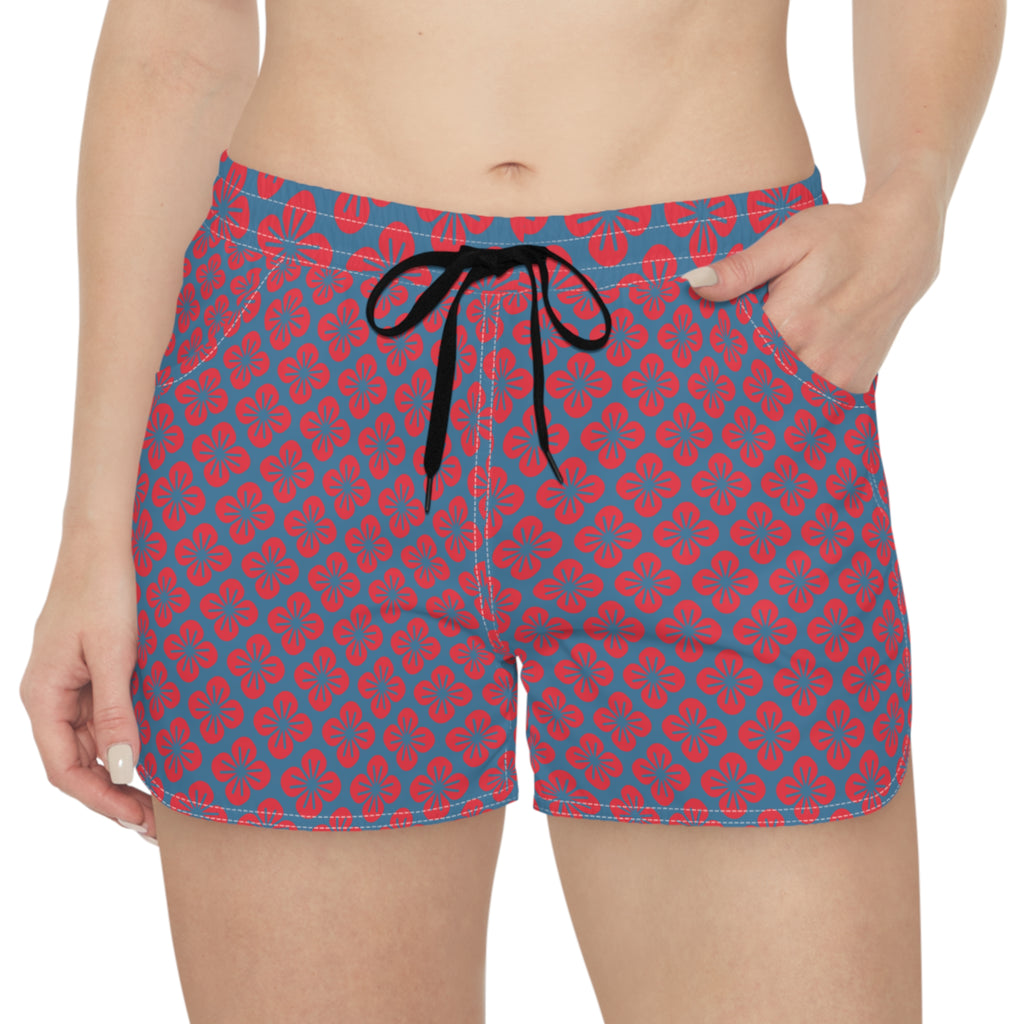 Retro Bloom Beach Board Shorts-Women’s Swim & Surf Shorts