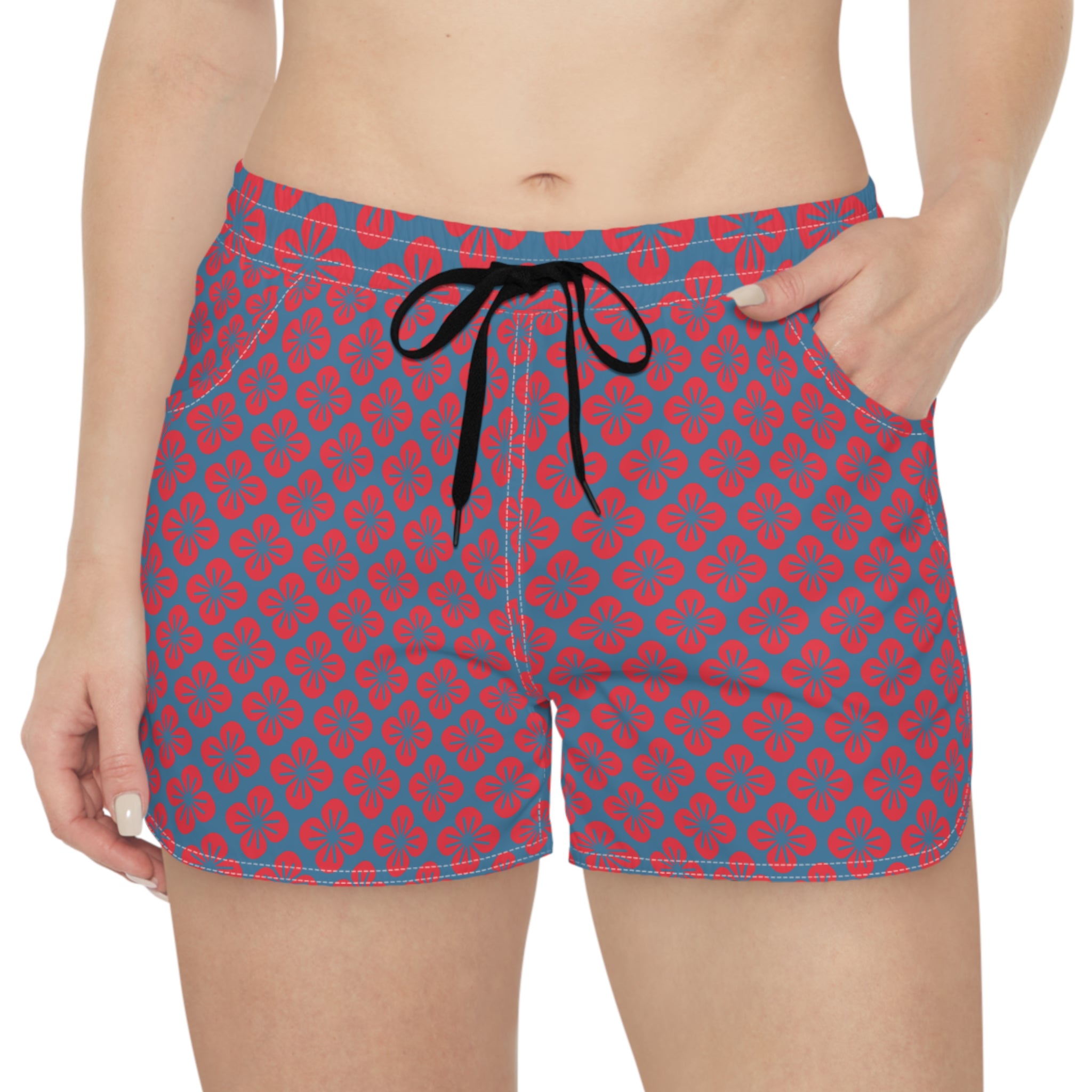 Retro Bloom Beach Board Shorts-Women’s Swim & Surf Shorts
