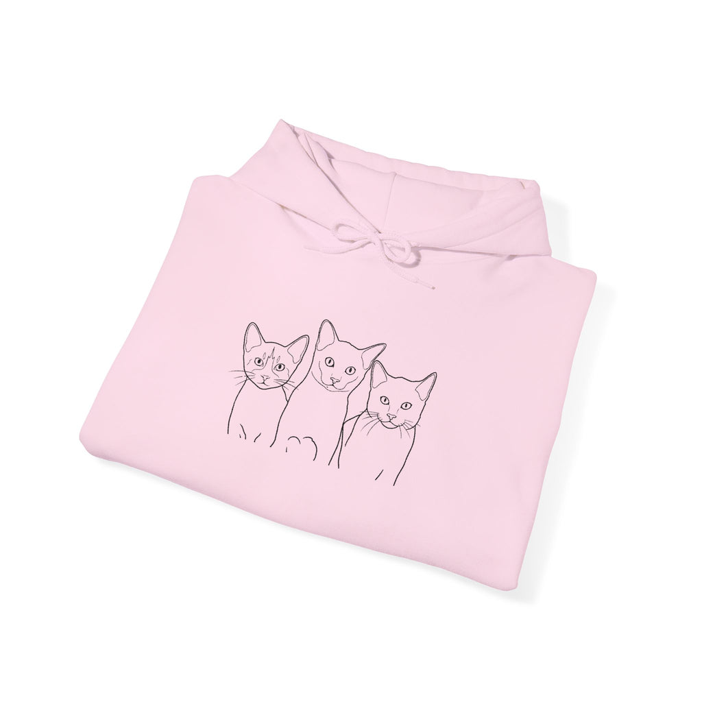 Triple Trouble Cat Hoodie – Unisex Unisex Heavy Blend™ Comfort with Embroidered Whiskers