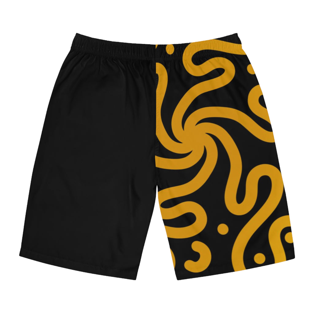 Black & Gold Swirl Board Shorts