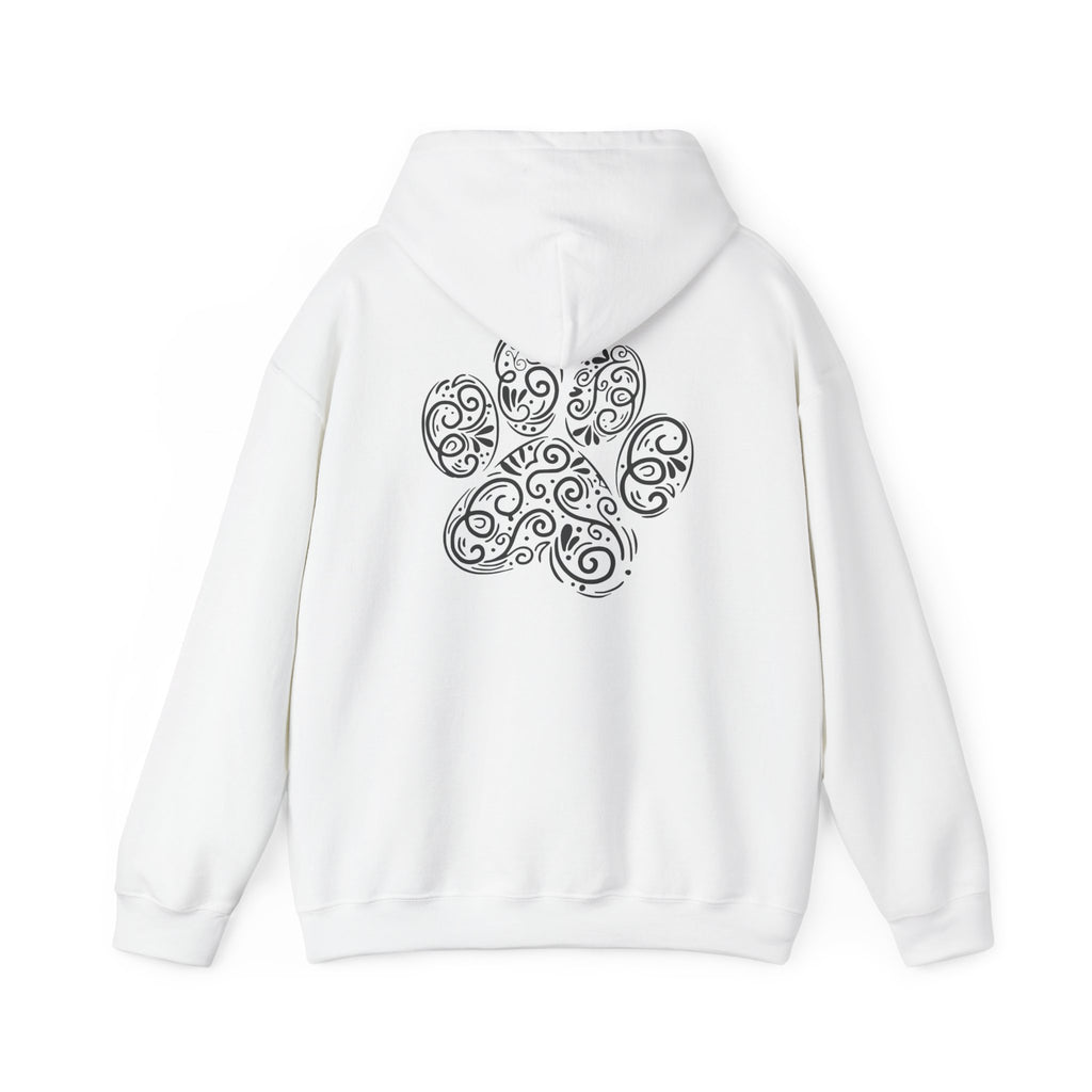 Pawprint Swirl Hoodie — Decorative Paw Print Animal Lover Sweatshirt