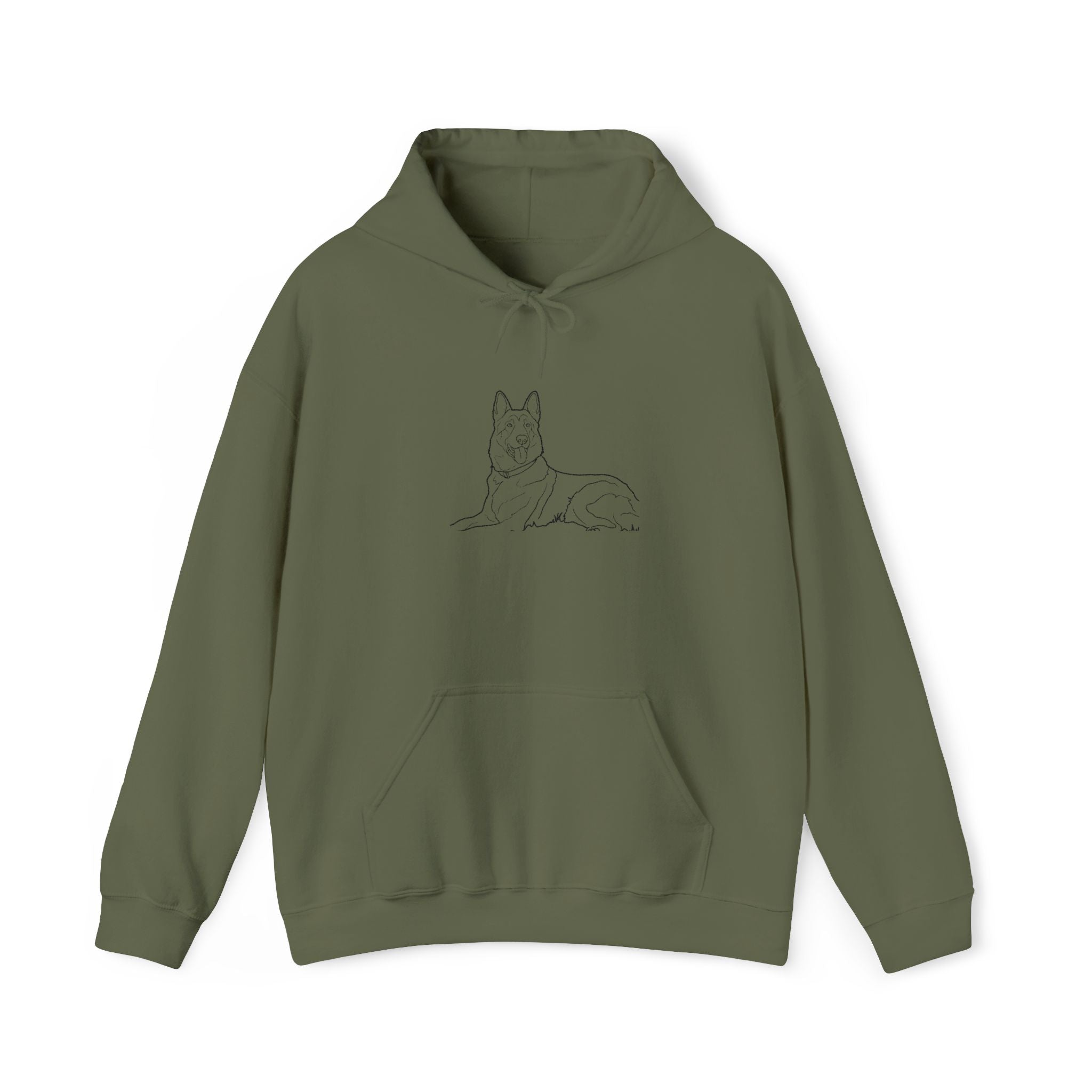 German Shepherd Outline Hoodie — Minimal Dog Line Art Sweatshirt
