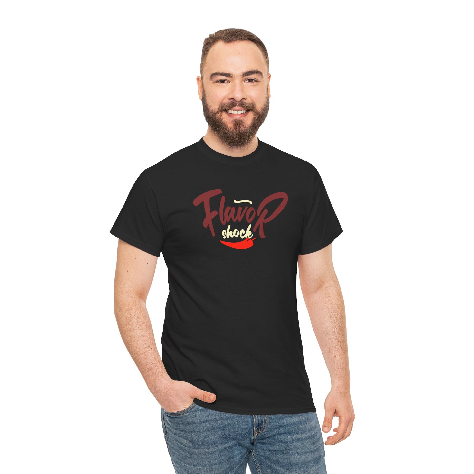 Flavor Shock Champion Unisex Heavy Cotton Tee – Chili Cook-Off Apparel for the Bold & Spicy!