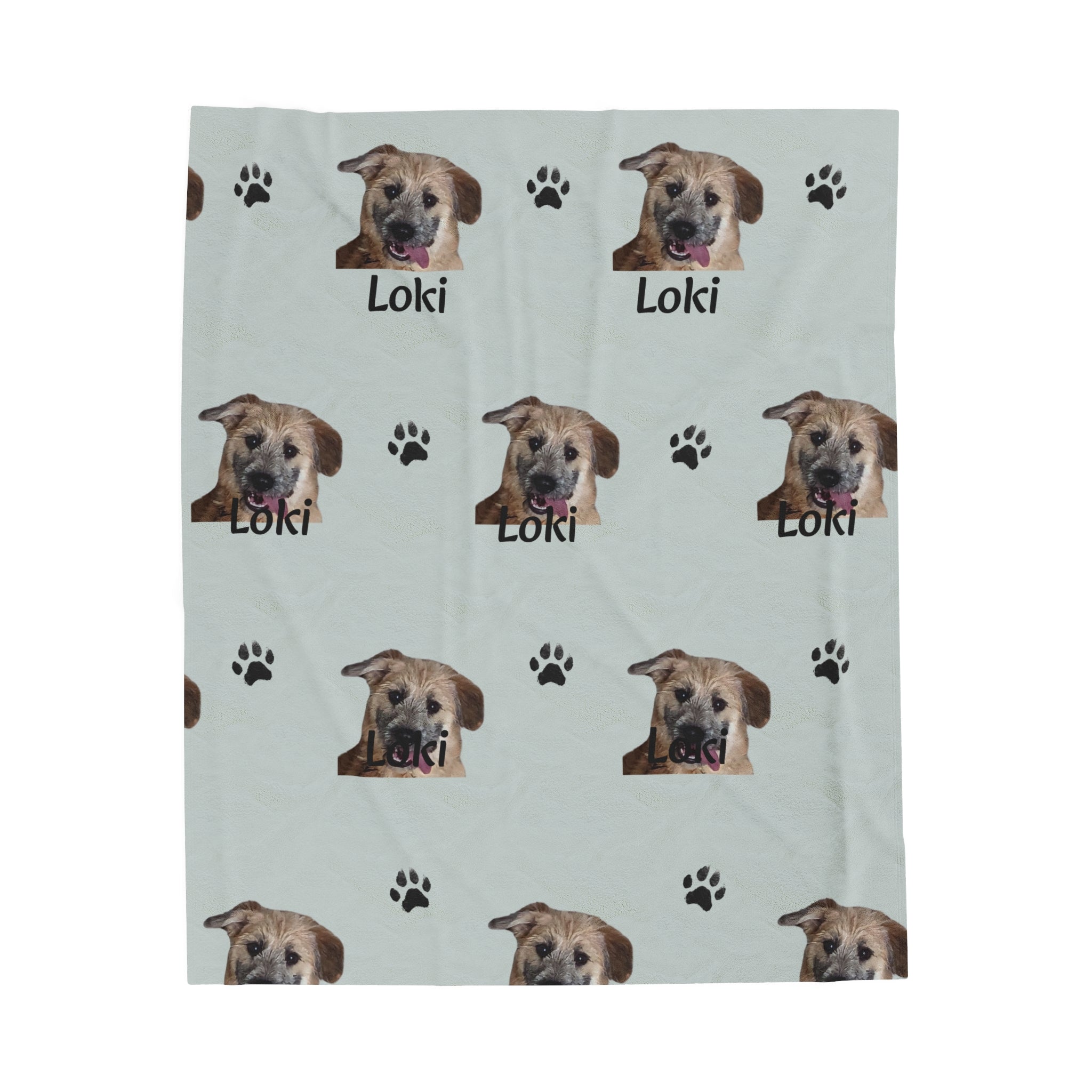 Custom Velveteen Plush Blanket With Pet Face & Name