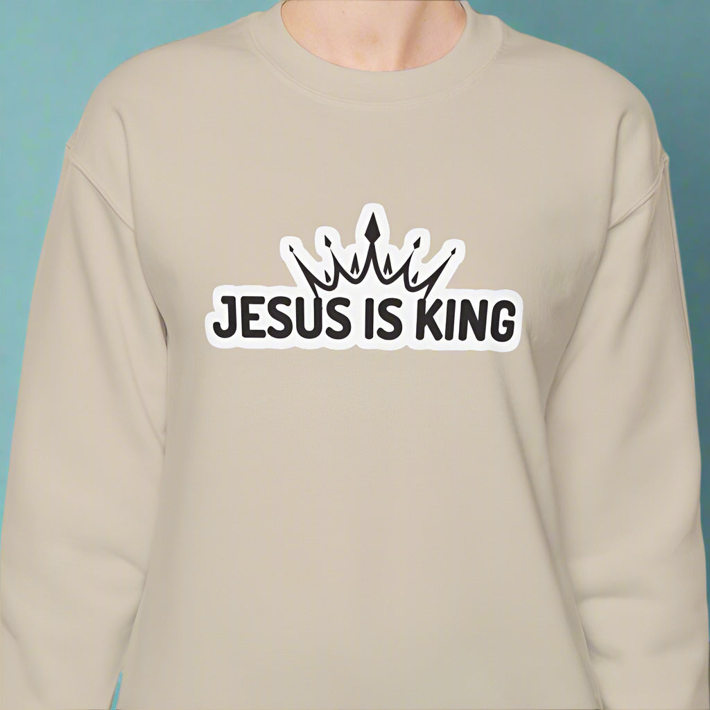 "Jesus is King" Christian Unisex Crewneck Sweatshirt – Bold Faith, Cozy Comfort