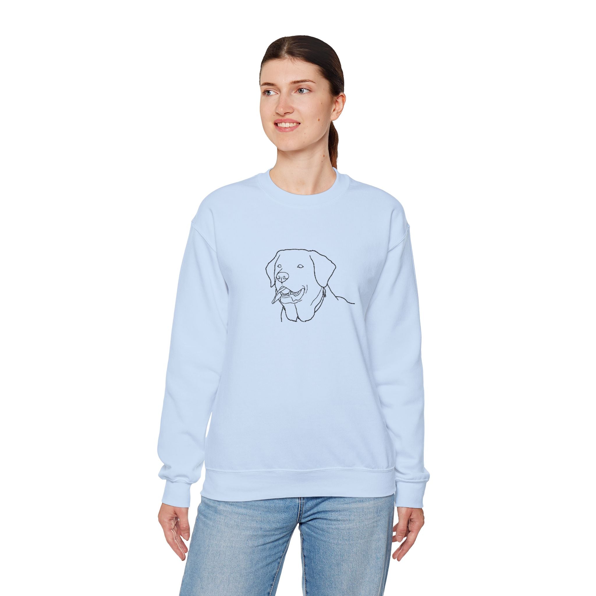 Labrador Love Graphic Crewneck Sweatshirt-Minimal Line Art