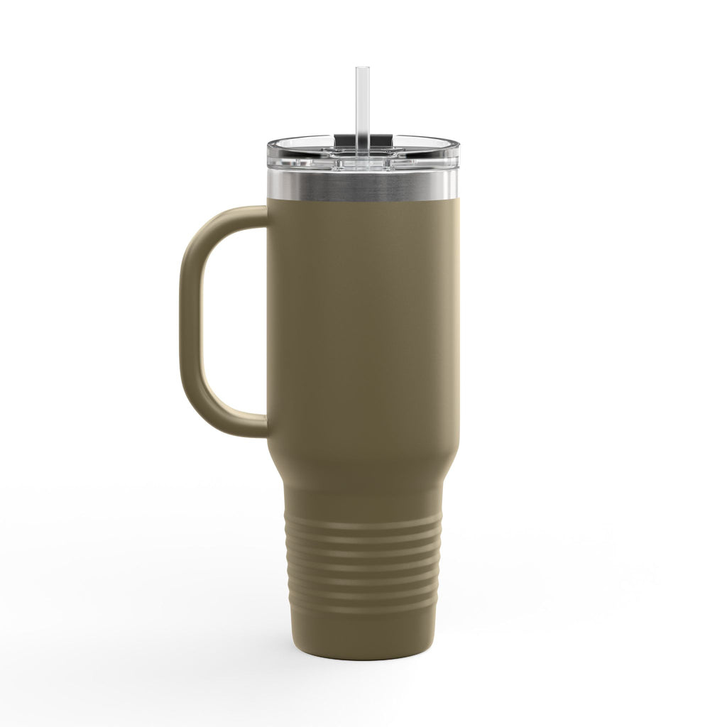 Custom Insulated Coffee Tumbler with Logo, Handle & Straw-Office Business Card Tumbler
