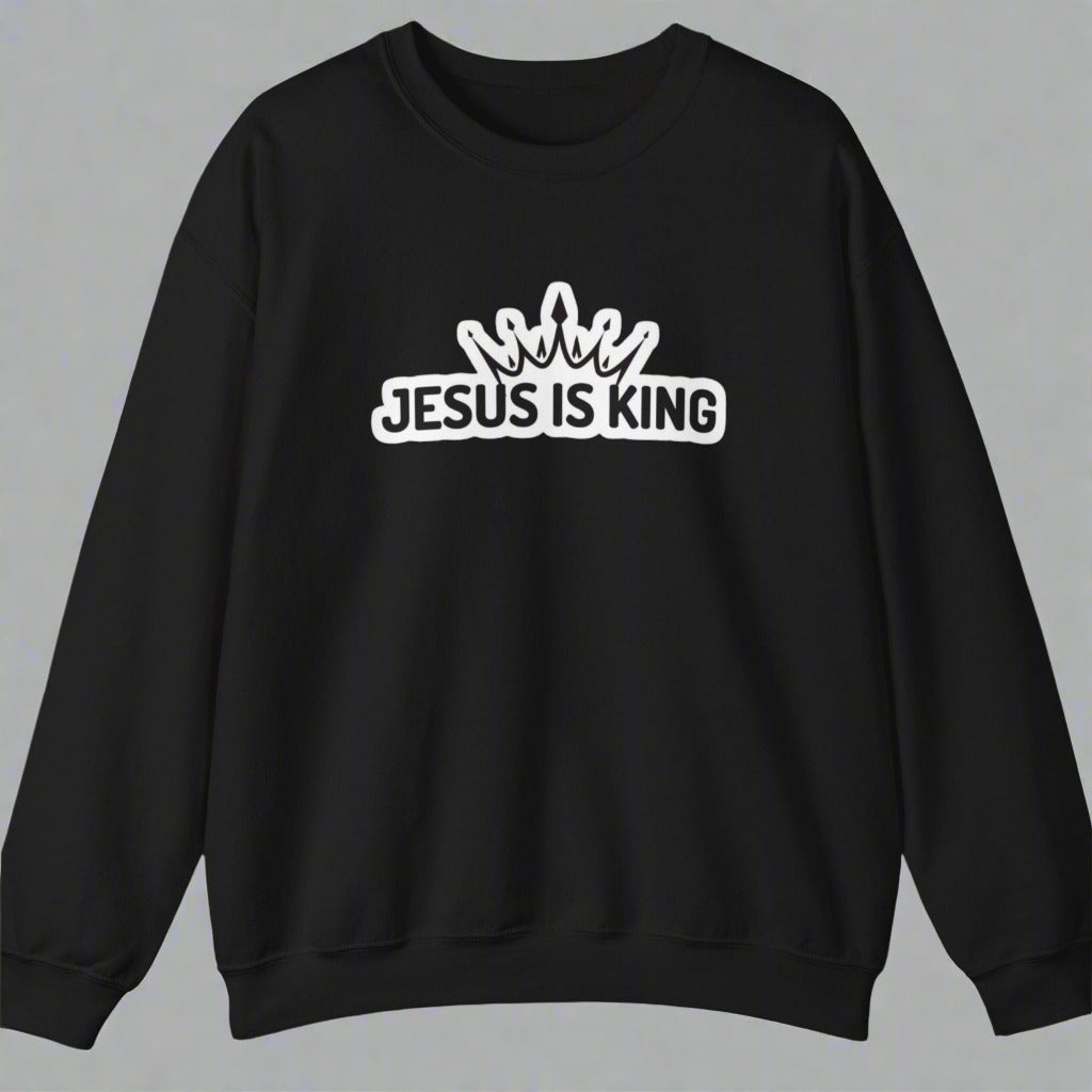 "Jesus is King" Christian Unisex Crewneck Sweatshirt – Bold Faith, Cozy Comfort
