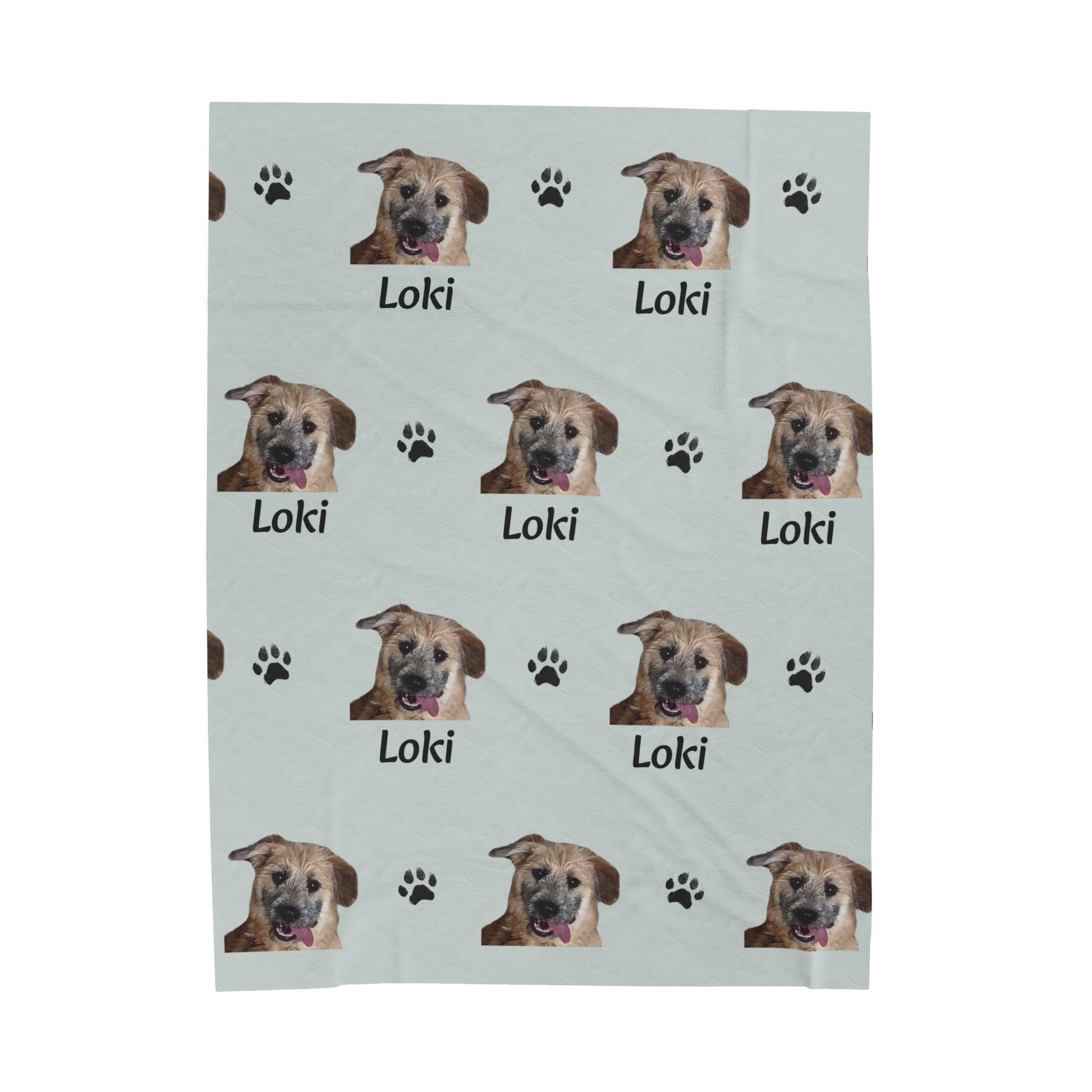 Custom Velveteen Plush Blanket With Pet Face & Name