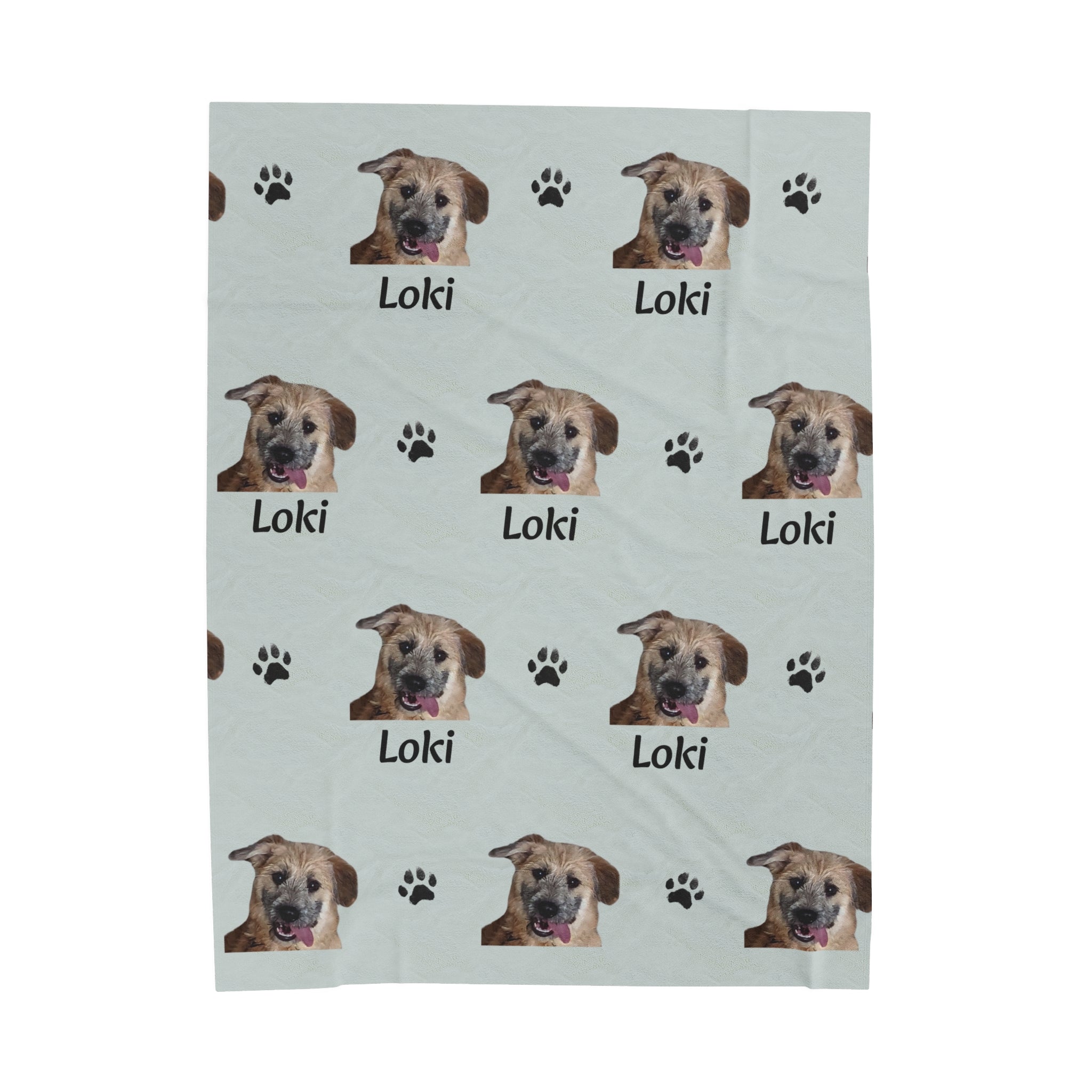 Custom Velveteen Plush Blanket With Pet Face & Name
