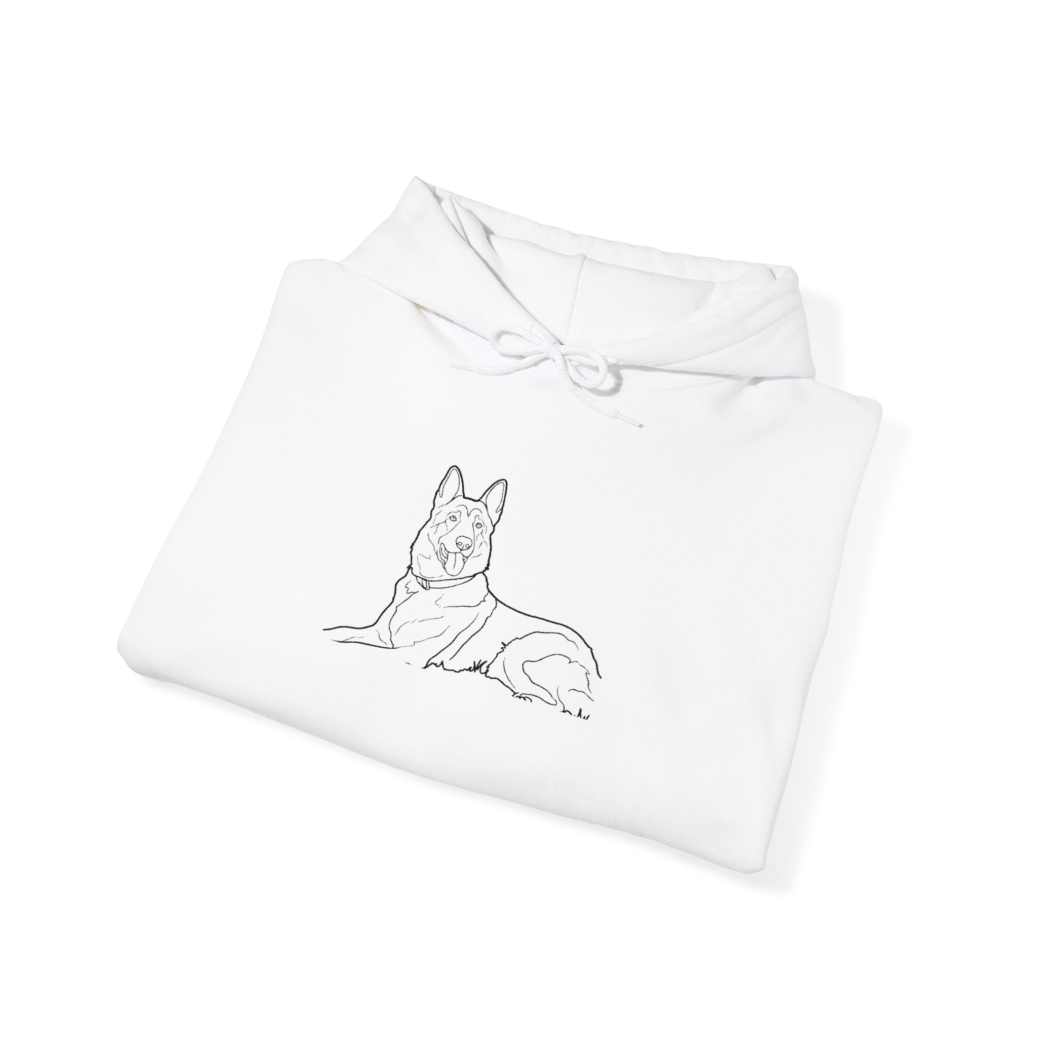 German Shepherd Outline Hoodie — Minimal Dog Line Art Sweatshirt