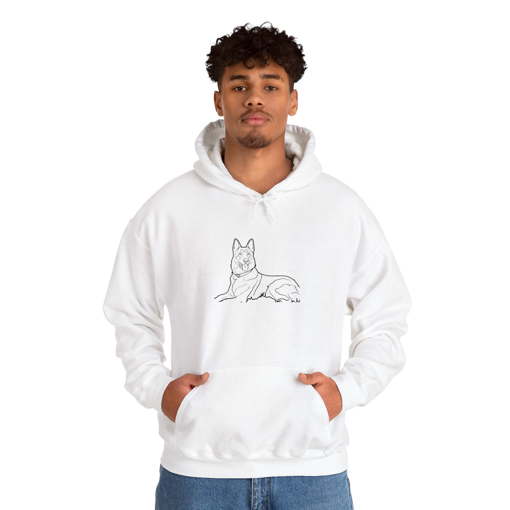 German Shepherd Outline Hoodie — Minimal Dog Line Art Sweatshirt