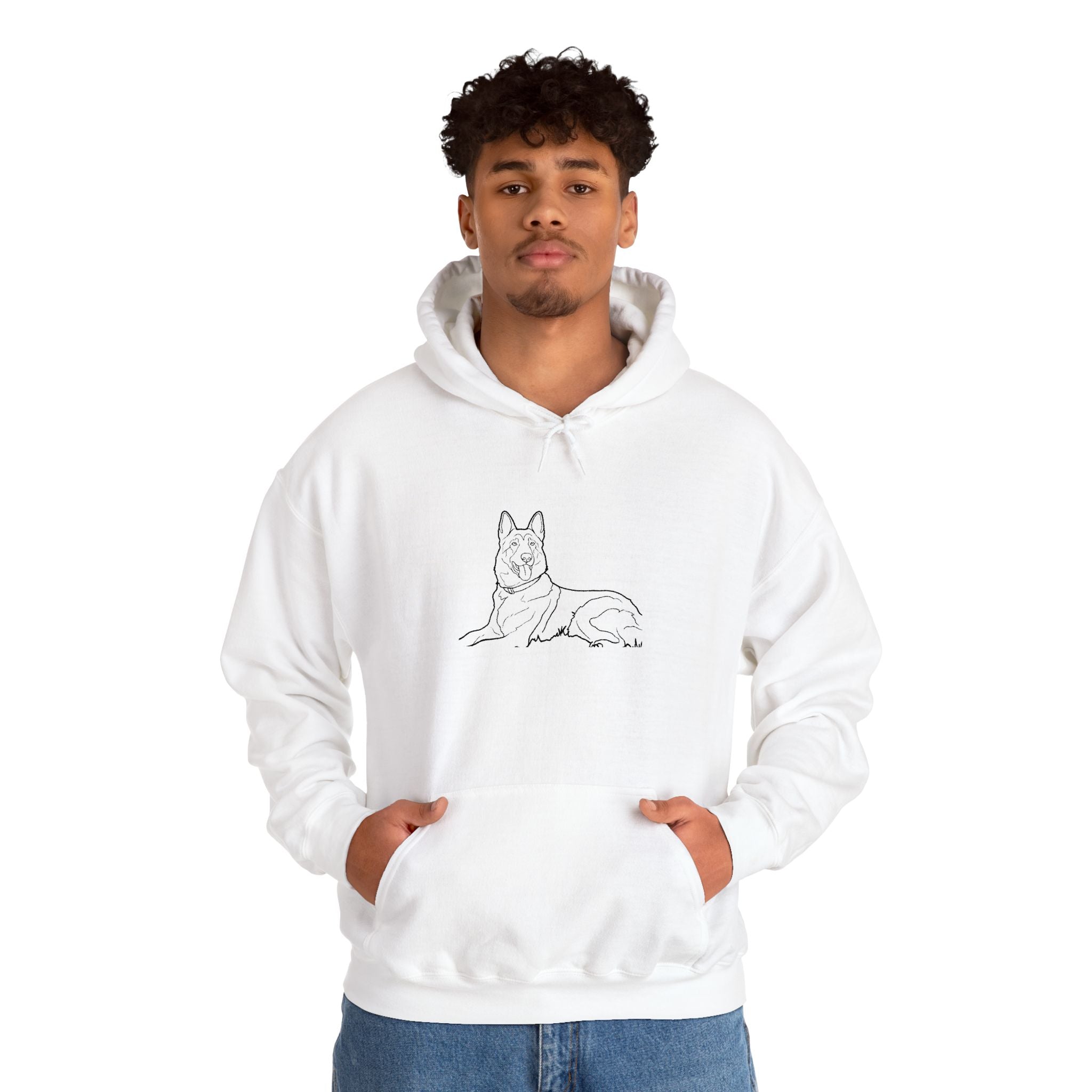 German Shepherd Outline Hoodie — Minimal Dog Line Art Sweatshirt