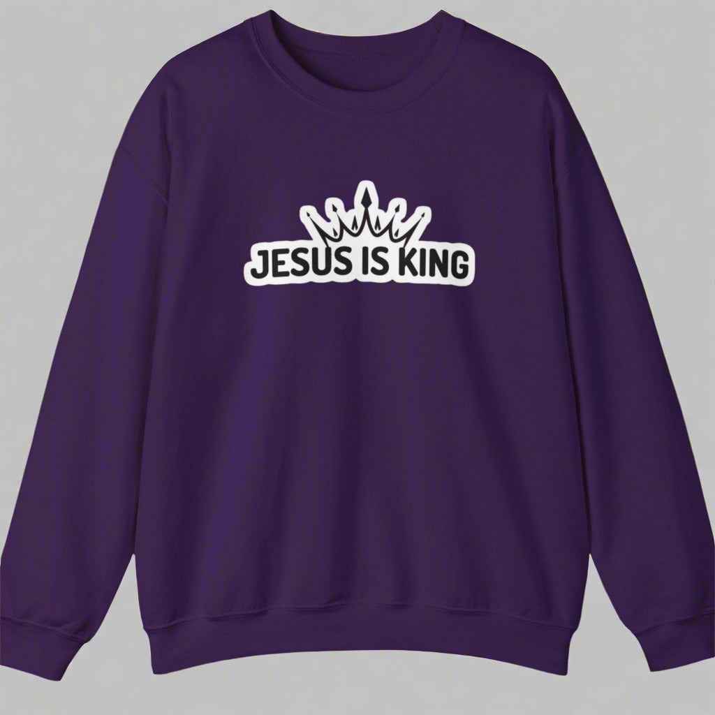 "Jesus is King" Christian Unisex Crewneck Sweatshirt – Bold Faith, Cozy Comfort
