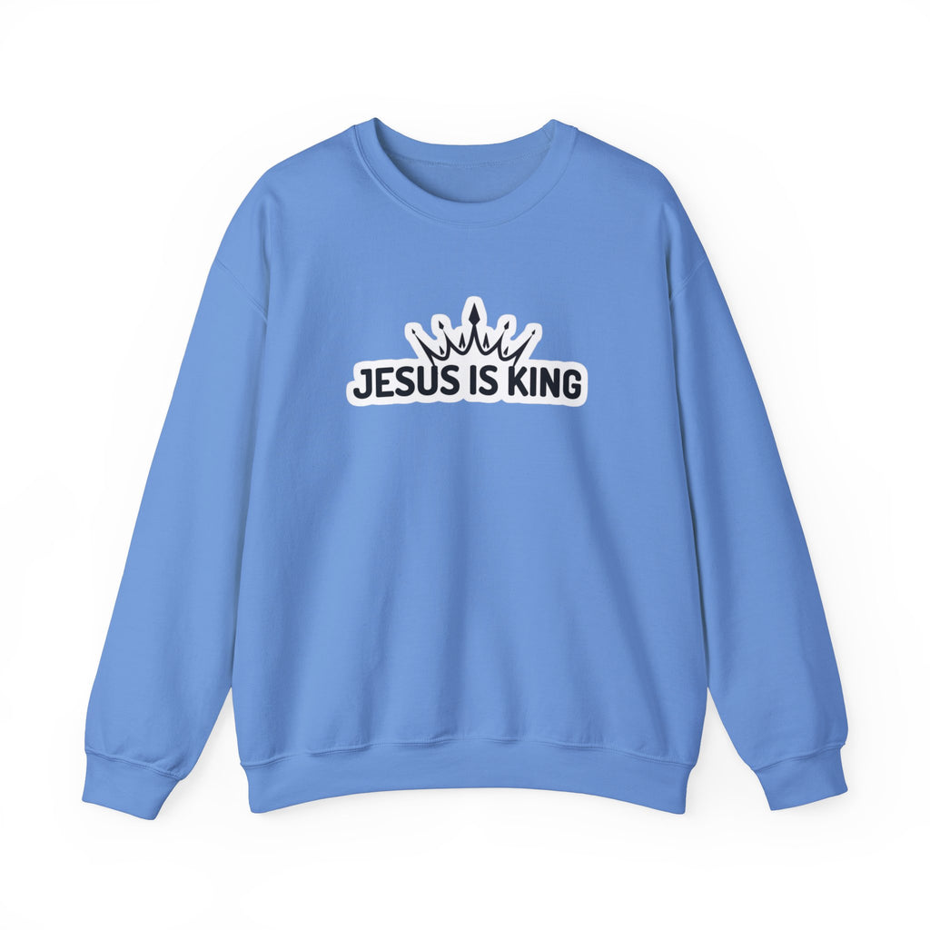 "Jesus is King" Christian Unisex Crewneck Sweatshirt – Bold Faith, Cozy Comfort