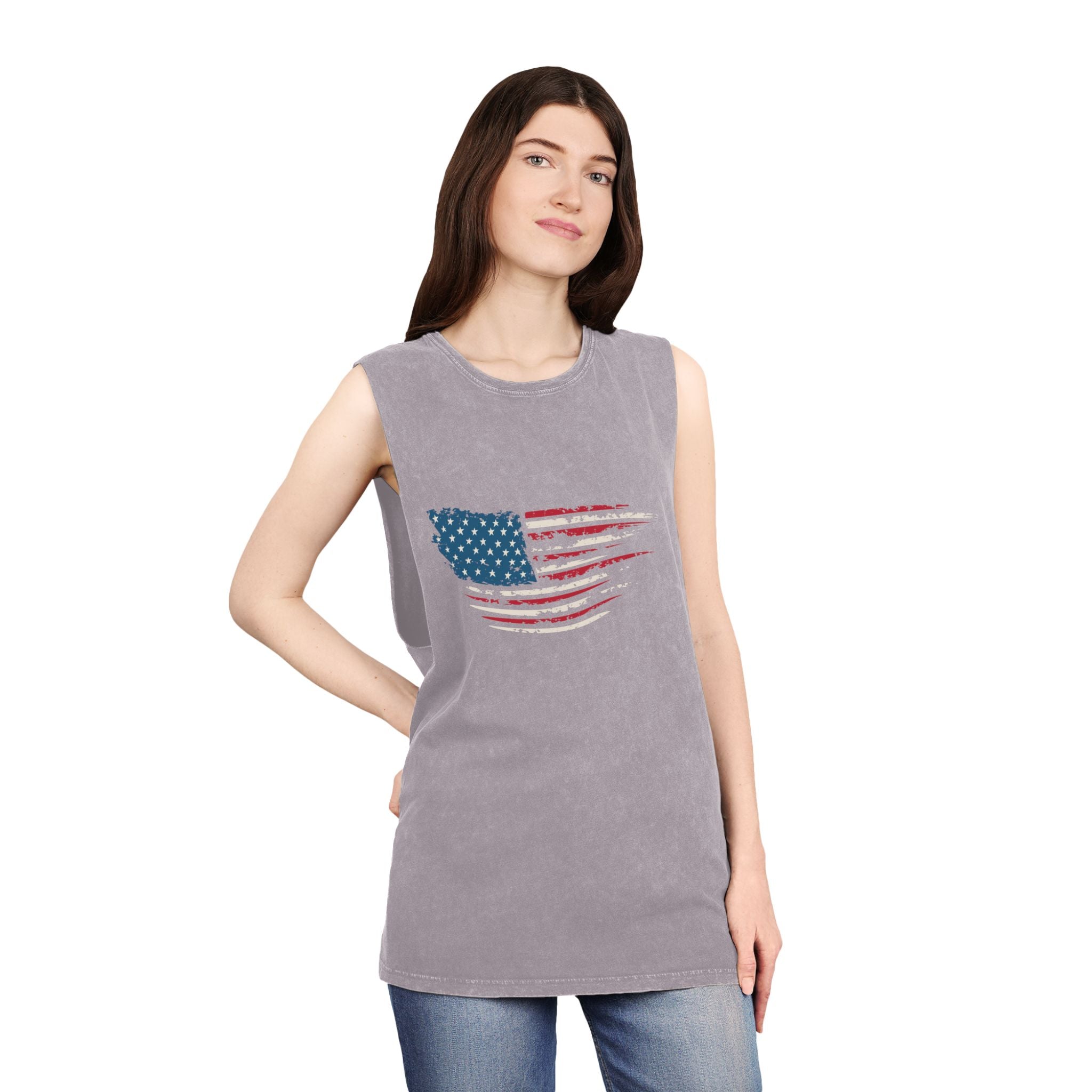 “Stars, Stripes & Sleeveless Vibes” – USA Flag Tank Top for 4th of July Fireworks & Freedom