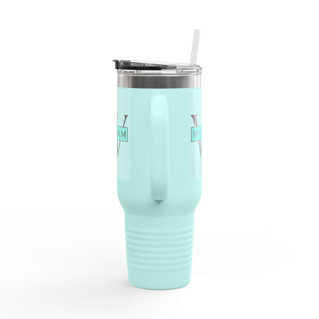 Personalized Custom Tumbler with Initials, Handle & Straw  40oz