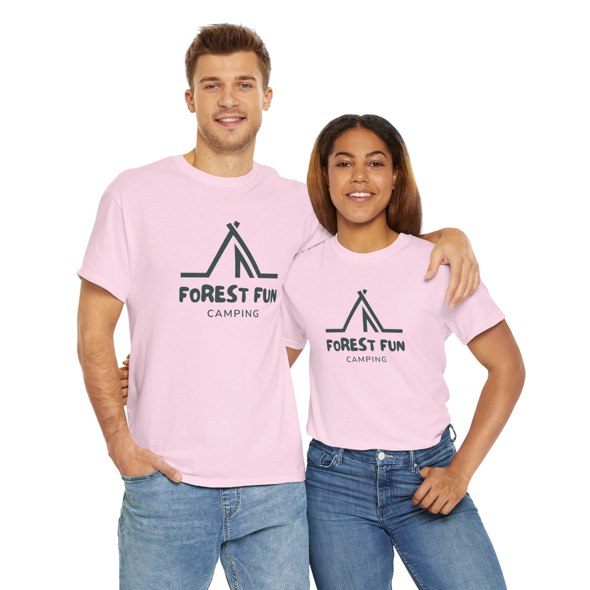 Forest Fun Camping Tee, Unisex Heavy Cotton T-Shirt
