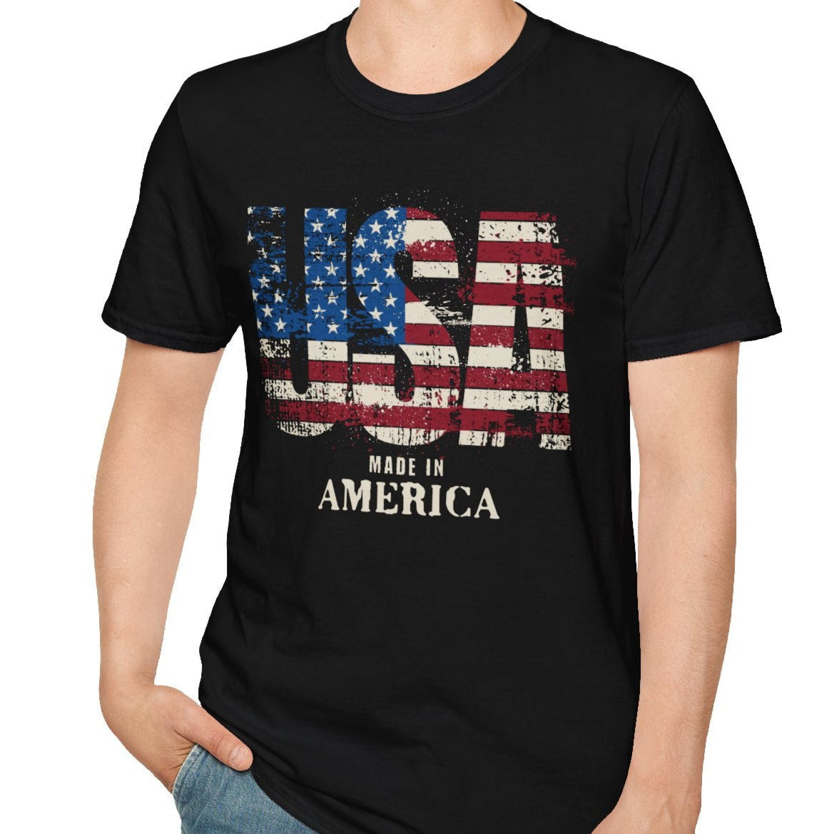 Made in America-American Flag Graphic Tee for the 4th of July